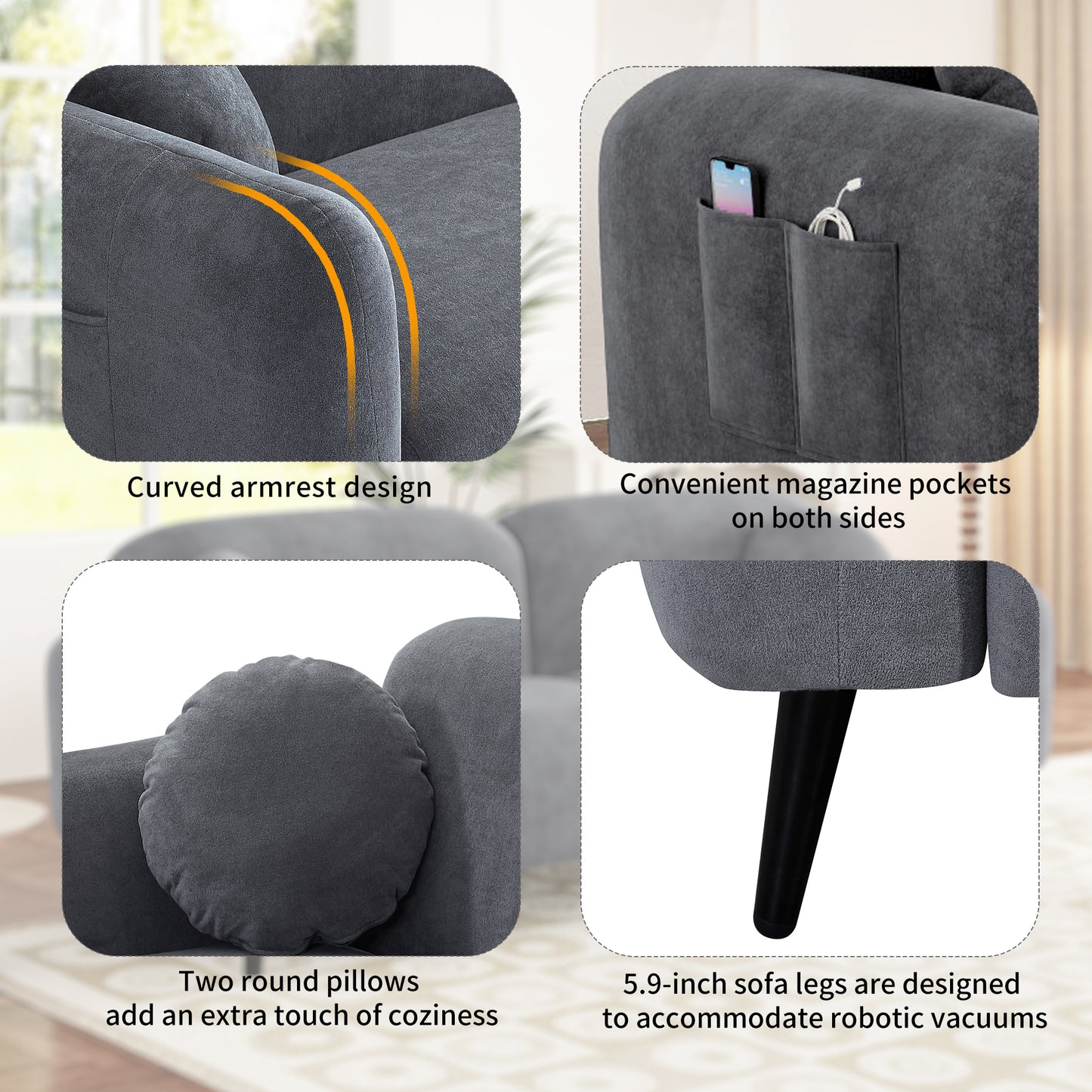 84''Upholstered Loveseat Sofa