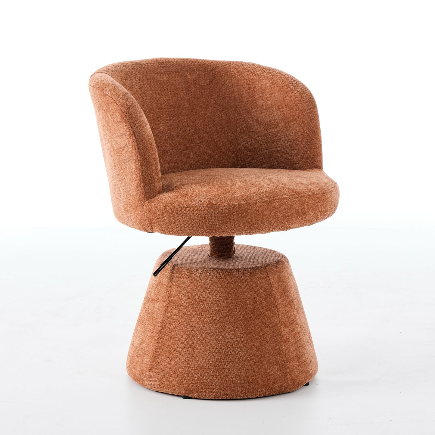 Adjustable Height 360° Swivel Bar Stool | Modern Chenille Upholstered Round Dining Chair – Terracotta & Beige