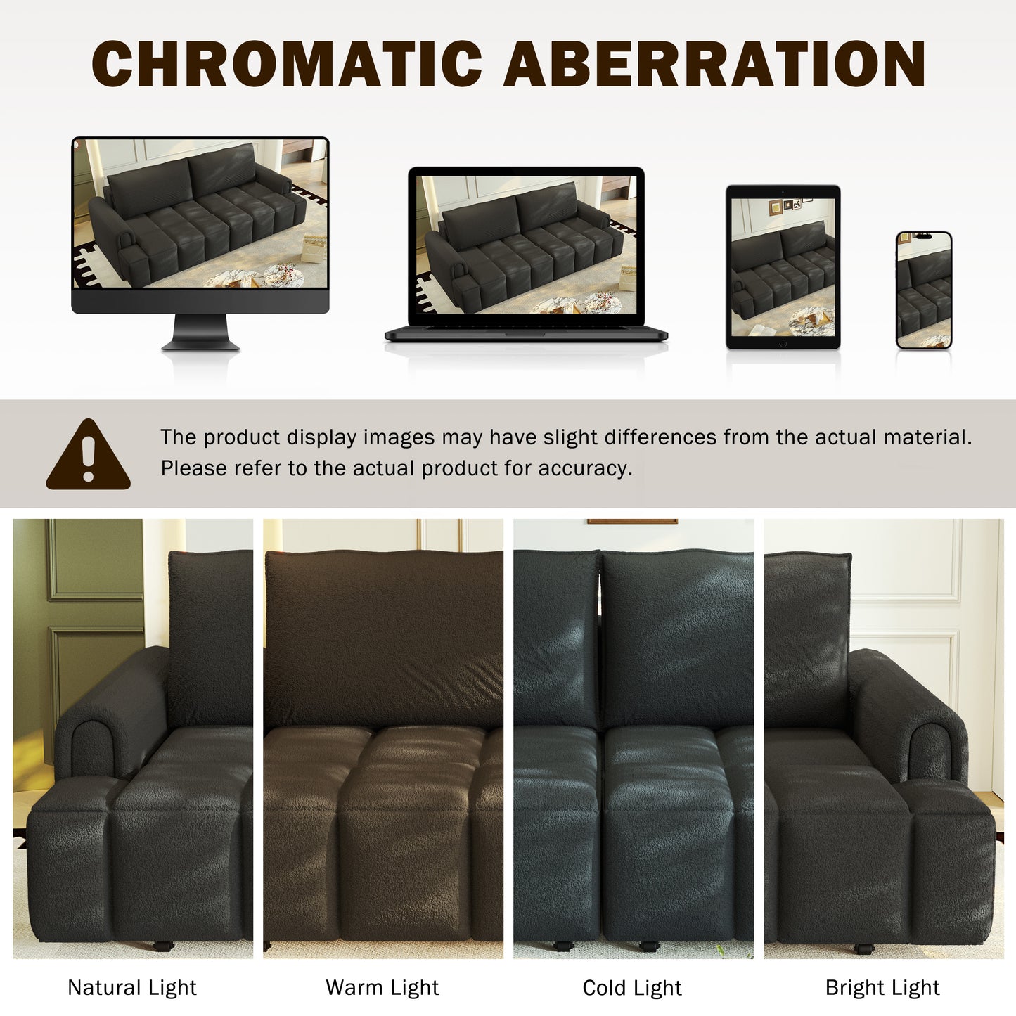 4-Seater Modern Teddy Fabric Couch with Seats Storage, King Size 3-in-1 Convertible Sleeper Sofa Bed