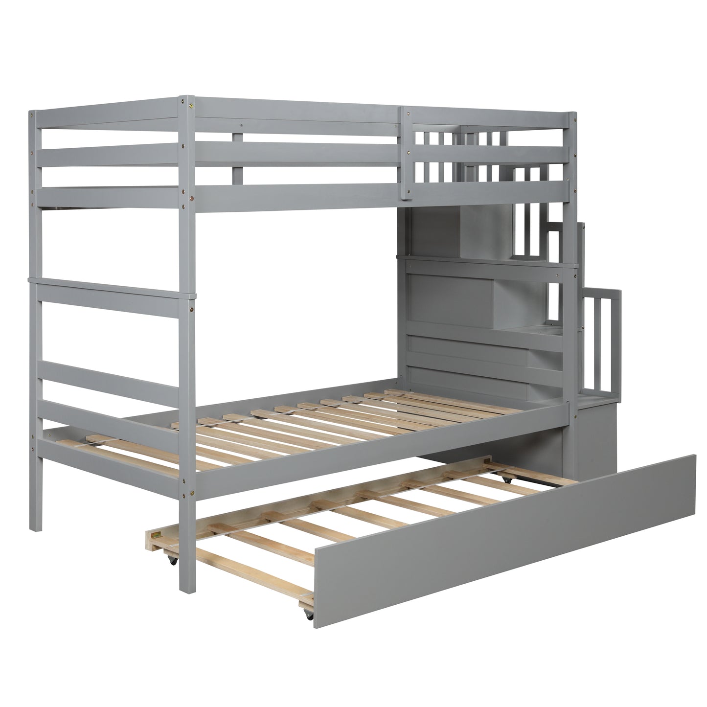 Twin Over Twin Bunk Beds - With Trundle & Stairway Storage