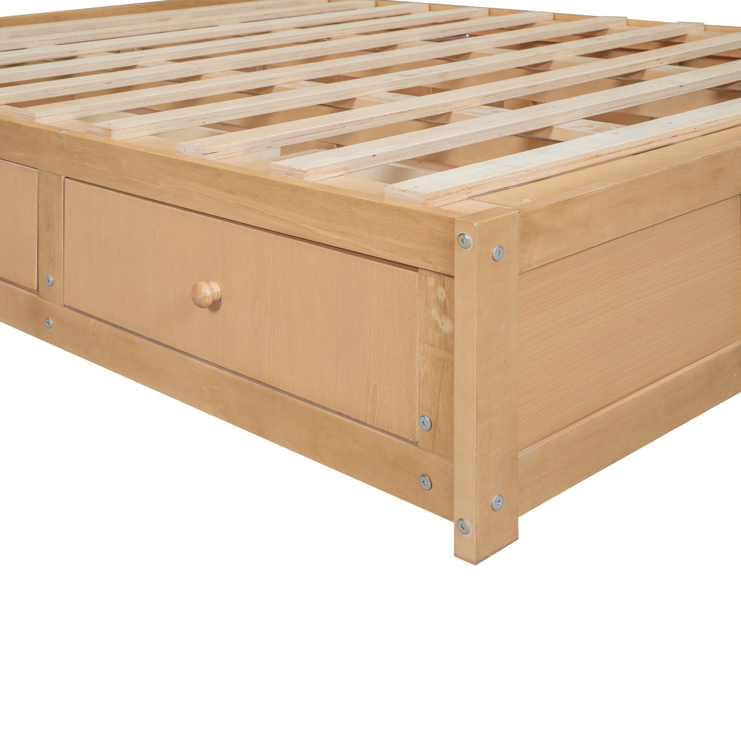 Wood Platform Bed featuring Underneath Storage and 2 Drawers