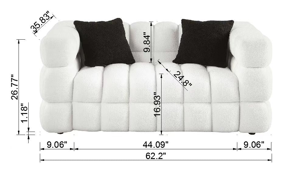 84.3“ 3 - Seater Marshmallow Boucle Sofa: Tailored for USA Body Structure, 3 Colors,