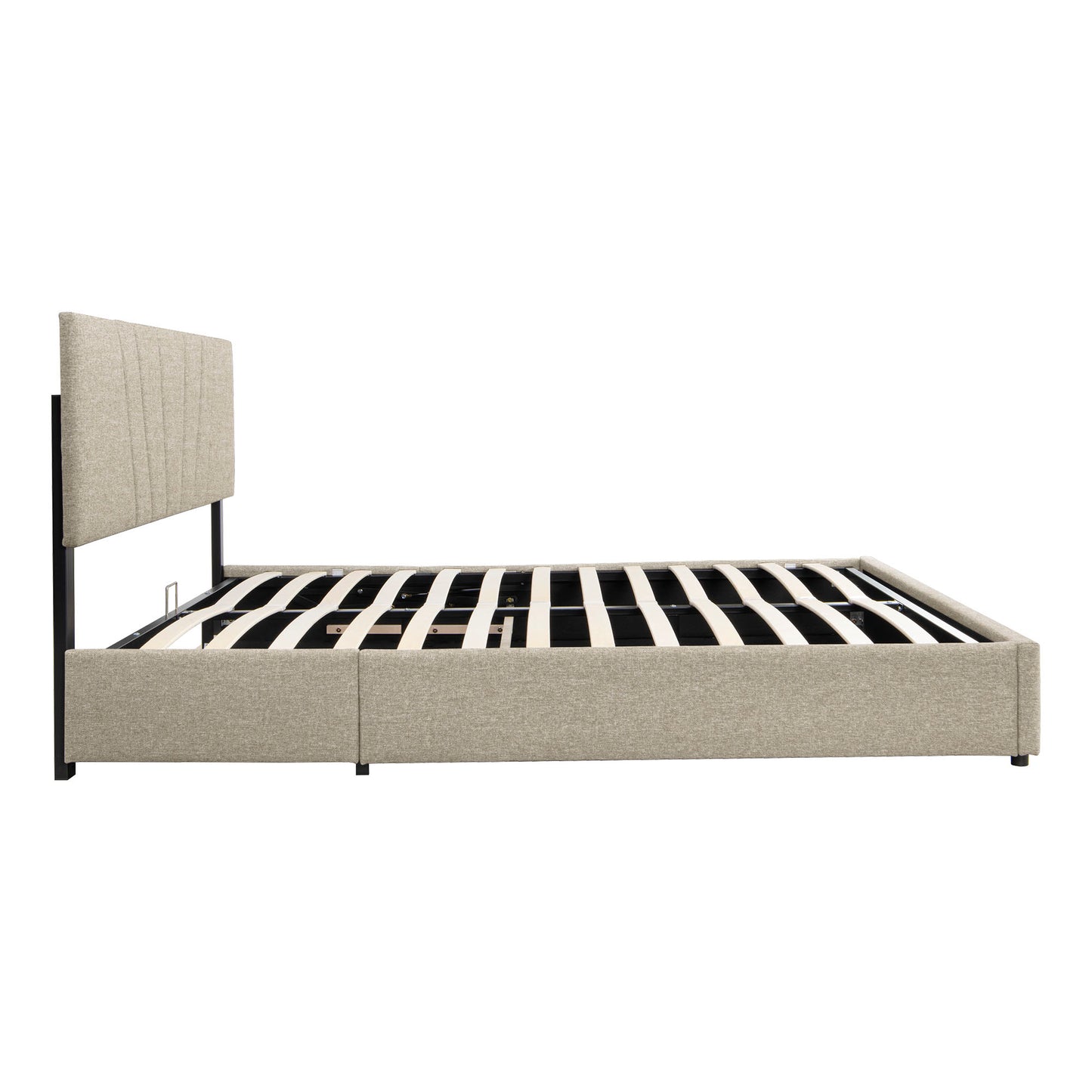 Queen & Full Size Bed Frame: Upholstered, Lifting Storage, Tufted Headboard