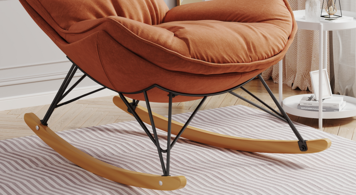 Light Luxury Single Rocking Chair for Balcony Leisure: Comfortable & Breathable 4 Color