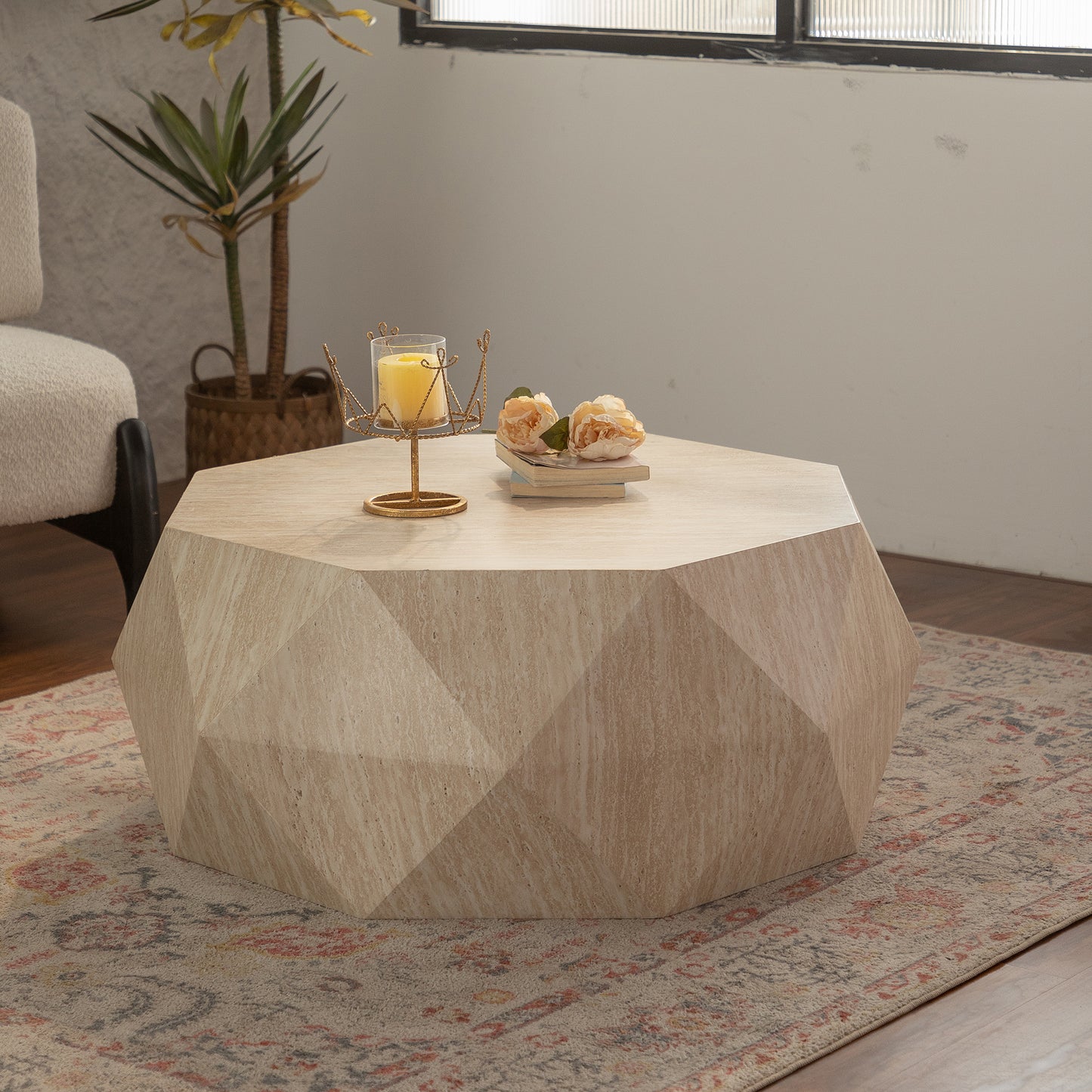 Modern Farmhouse Drum Coffee Table: American Natural Retro Style for Multiple Rooms