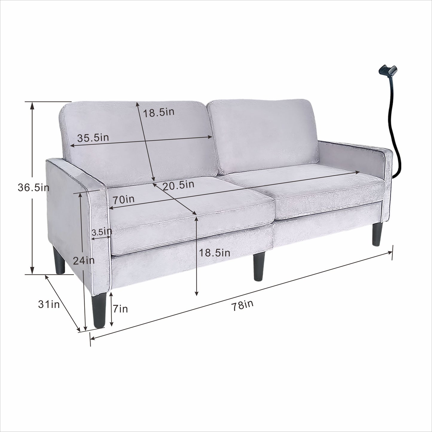 Modern Loveseat Sofa for Living Room | Linen Recliner, Removable Cover, Spring Cushions, Solid Wood Frame – Easy Assembly for Small Spaces (Gray)