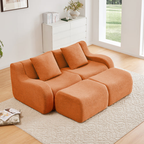Boneless Sofa 2-6 Seats | Teddy Fabric Modular Sectional – No Assembly, Curved Armrest, Non-Slip Base