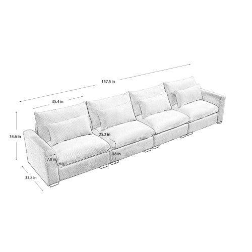 Corduroy Deep Seat Accent Chair & Loveseat Sofa & 3 Seaters & 4 Seaters Couches – Modular Sofa Collection