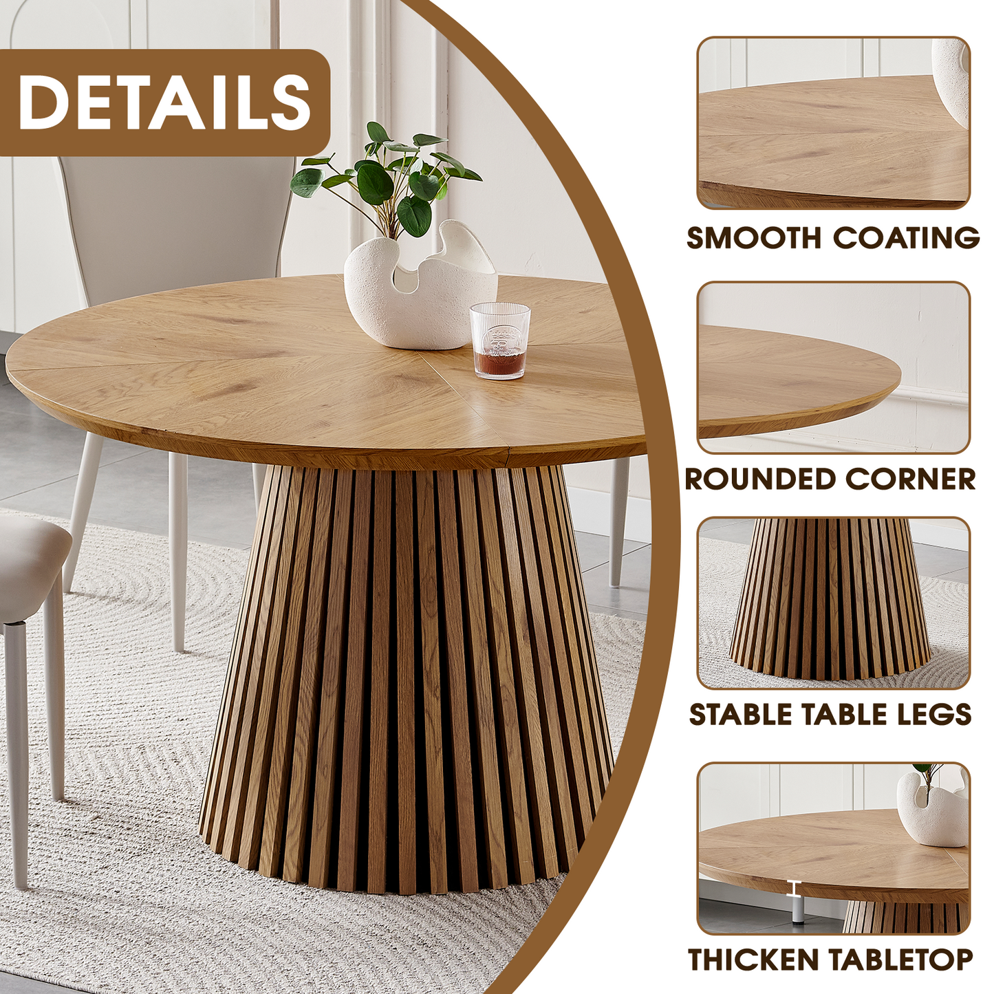 Modern round kitchen wooden dining table
