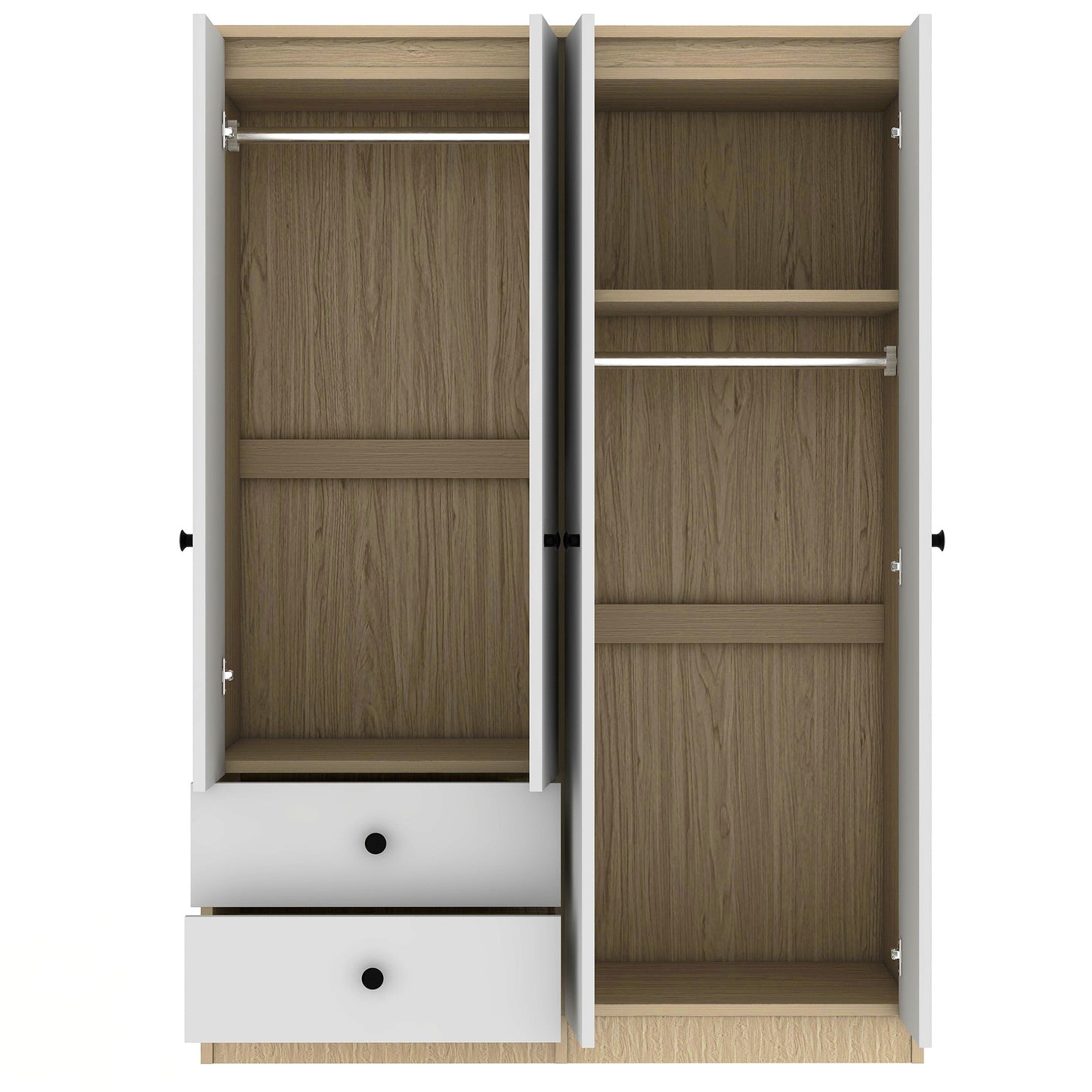 4 - Door Wardrobe Closet: Drawers, Shelf, and Hanging Rod for Organized Storage