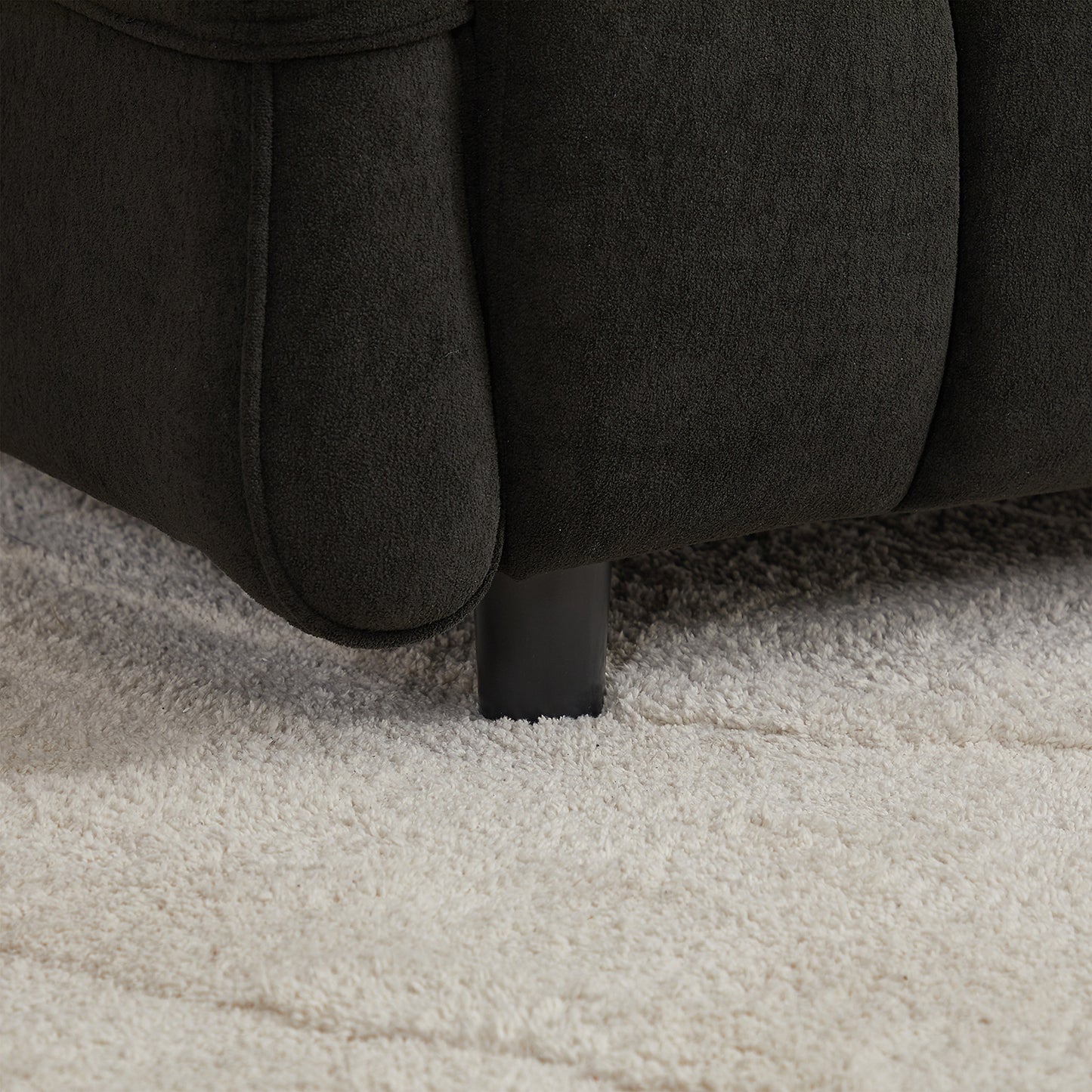 Chenille fabric upholstered 3-seater sofa with 2 cushions and 1 lumbar pillow Armrest