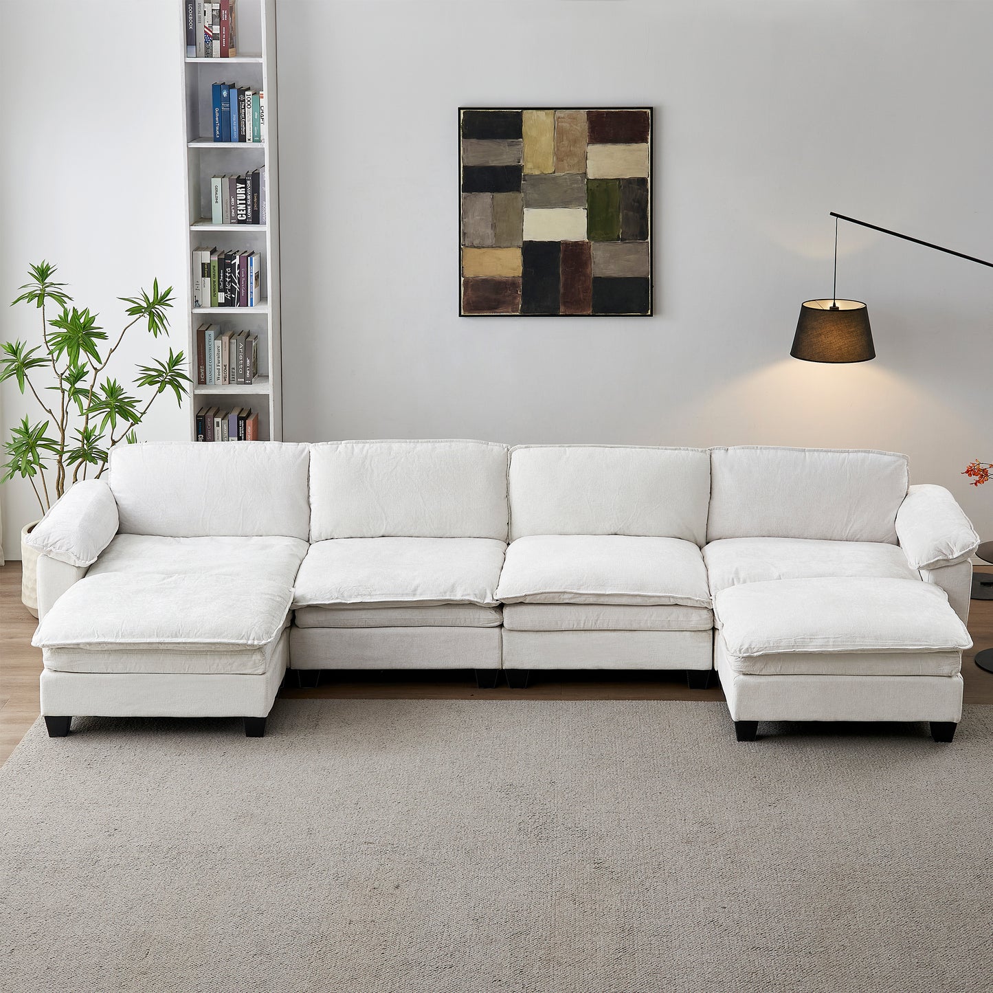 Loveseat / L-Shape Luxury Couch | Soft Chenille Upholstered Sofa with Ottoman – Modular Sectional, Removable Washable Covers