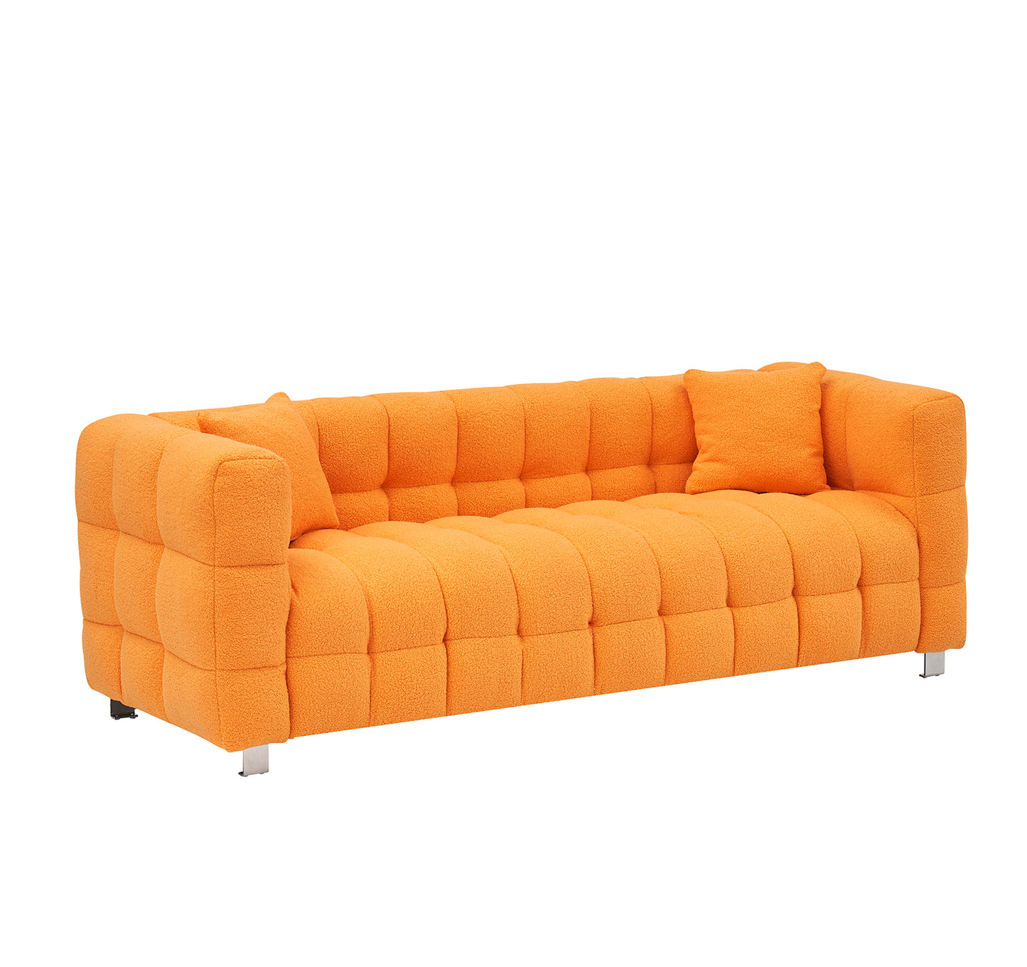 Teddy Fleece Sofa for Living Room or Bedroom, Including Two Throw Pillows & Sturdy Hardware Foot Support