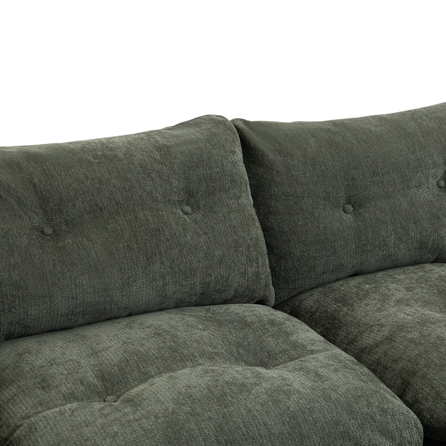 Modern Cloud-Style Living Room Sofa – Deep Seat Convertible L-Shaped Frame-Free Sofa with Ottoman, Oversized 4-Seater Chenille Fabric Compressed Sofa, Modular Sectional Sofa