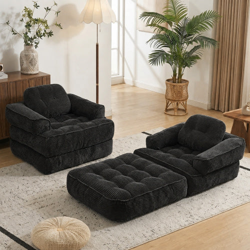 2-in-1 Boneless Convertible Floor Couch – Lazy Double Sofa with Armrest