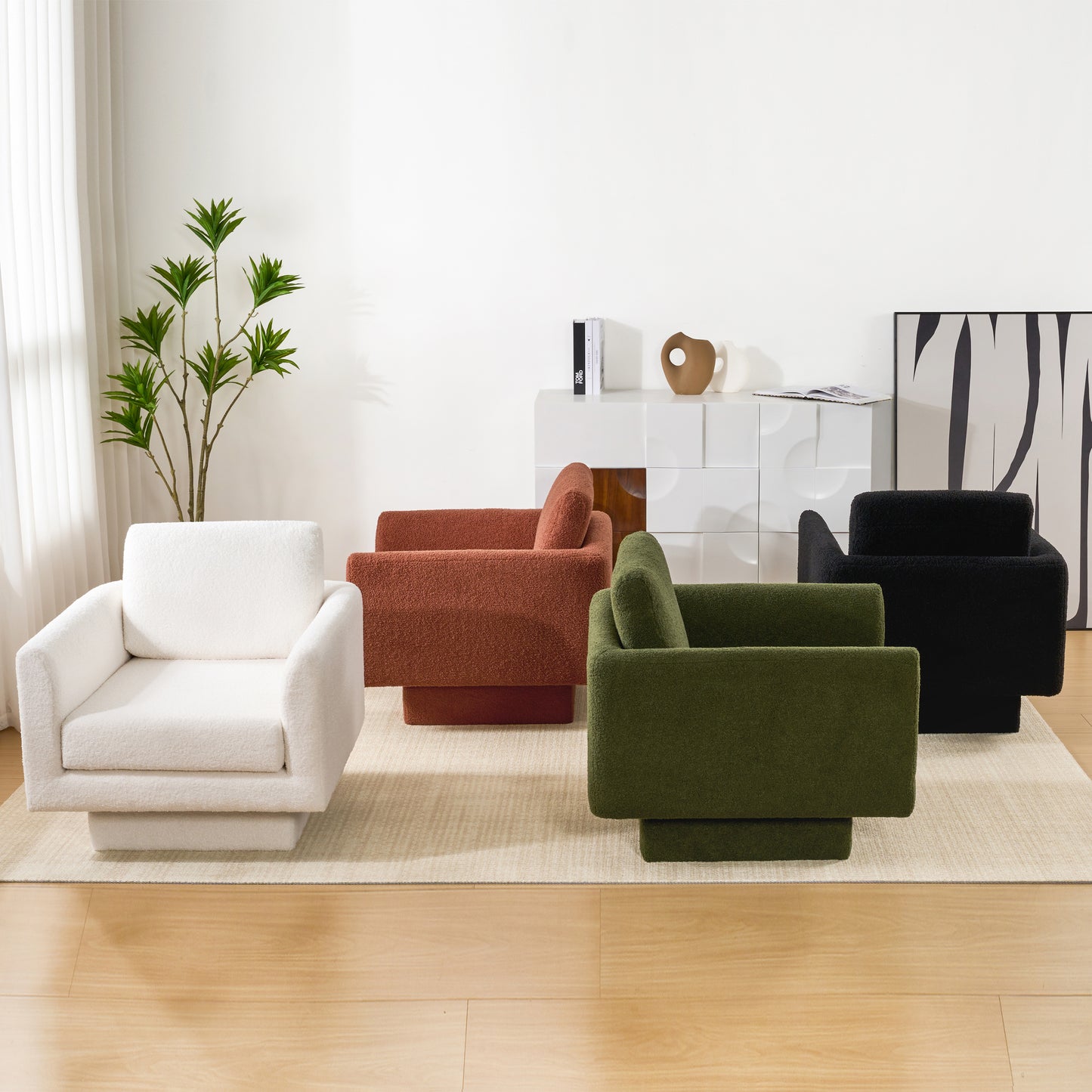 Teddy Sherpa Armchair - 30" Round, Comfy for Home