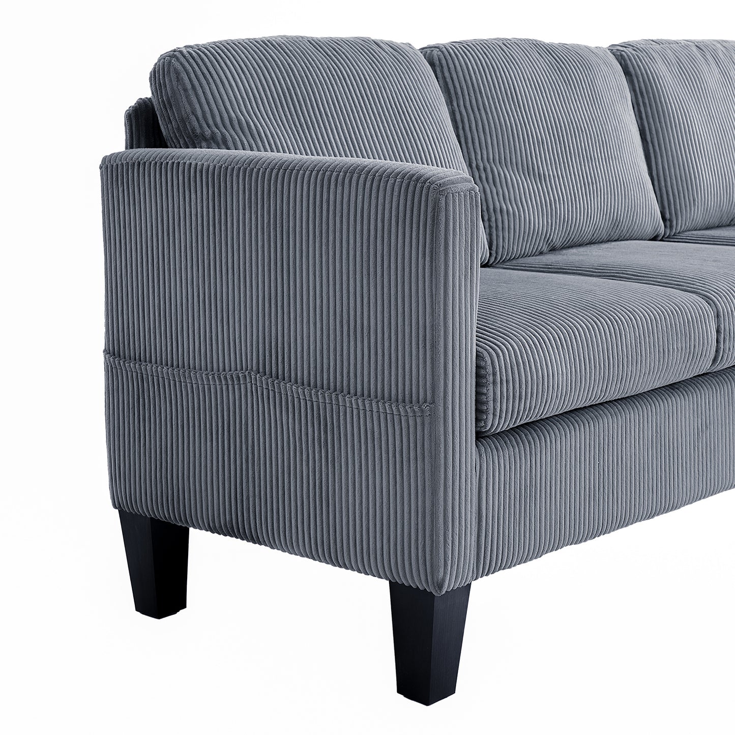 Padded Corduroy L-Shaped Sofa for Living Rooms, Apartment