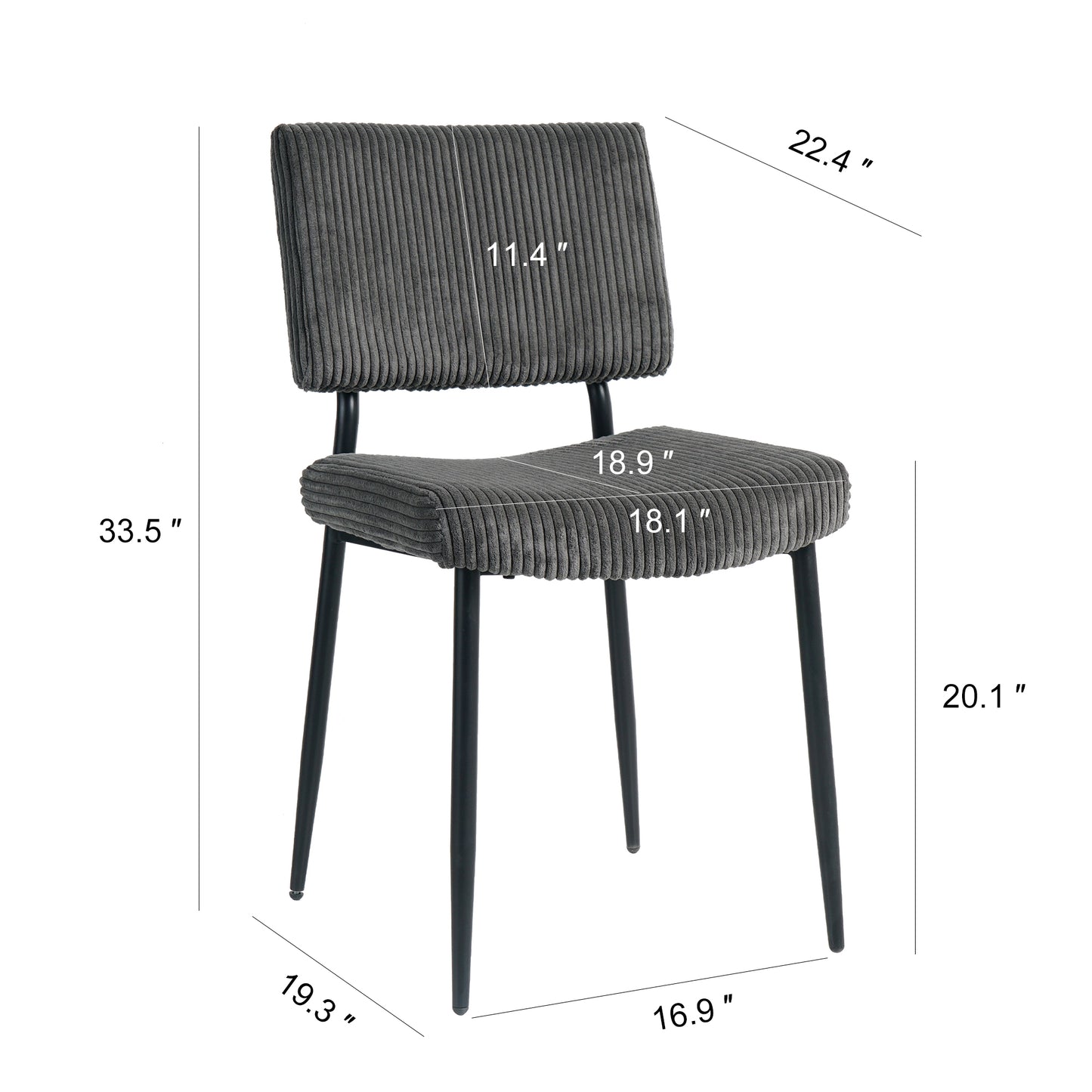 Modern Beige simple dining chair Fabric Upholstered Chairs home bedroom stool back dressing chair black metal legs(set of 2)