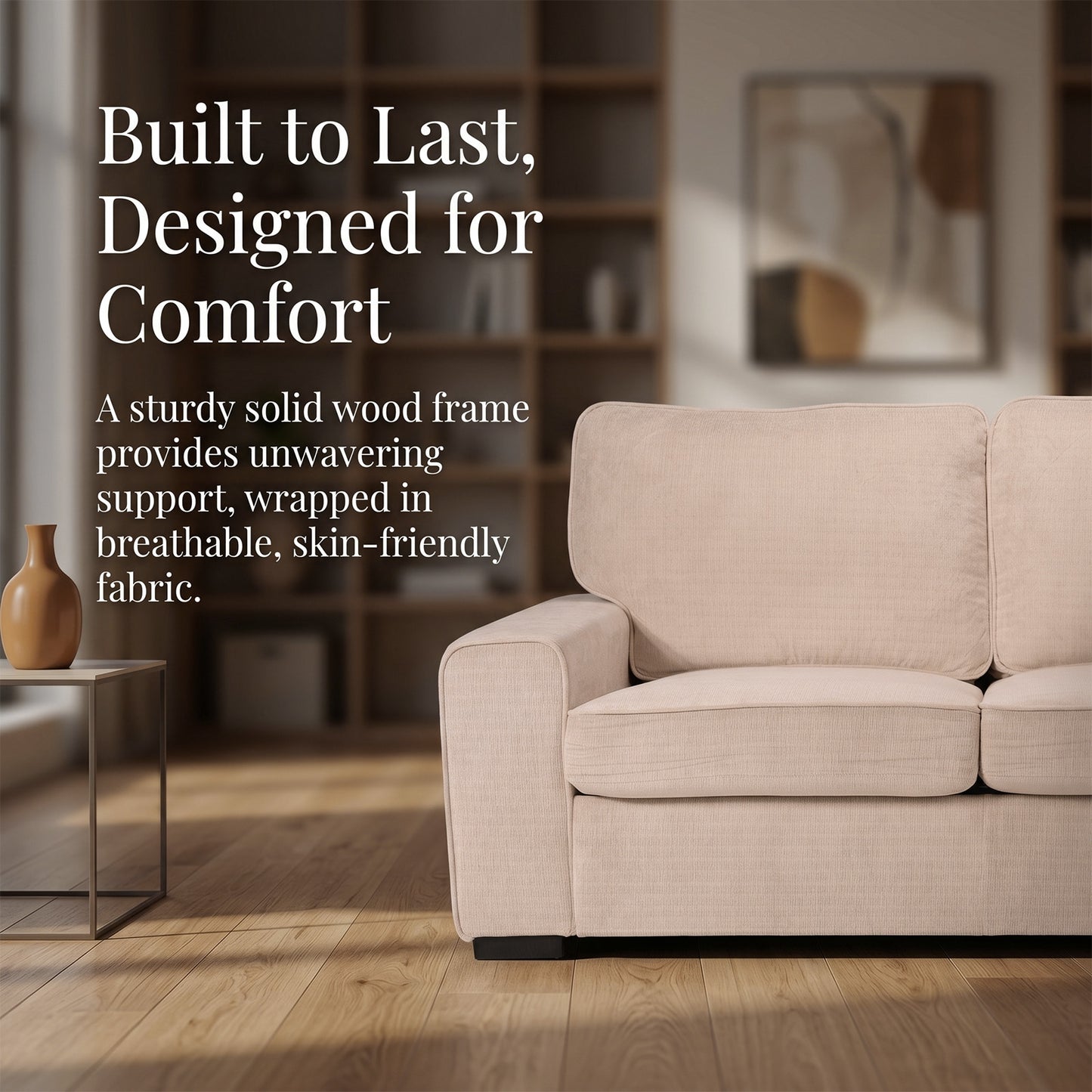 Loveseat Sofa with Chenille Fabric – Deep Seat 2-Seater Couch, Spring Cushion & Sturdy Metal Frame
