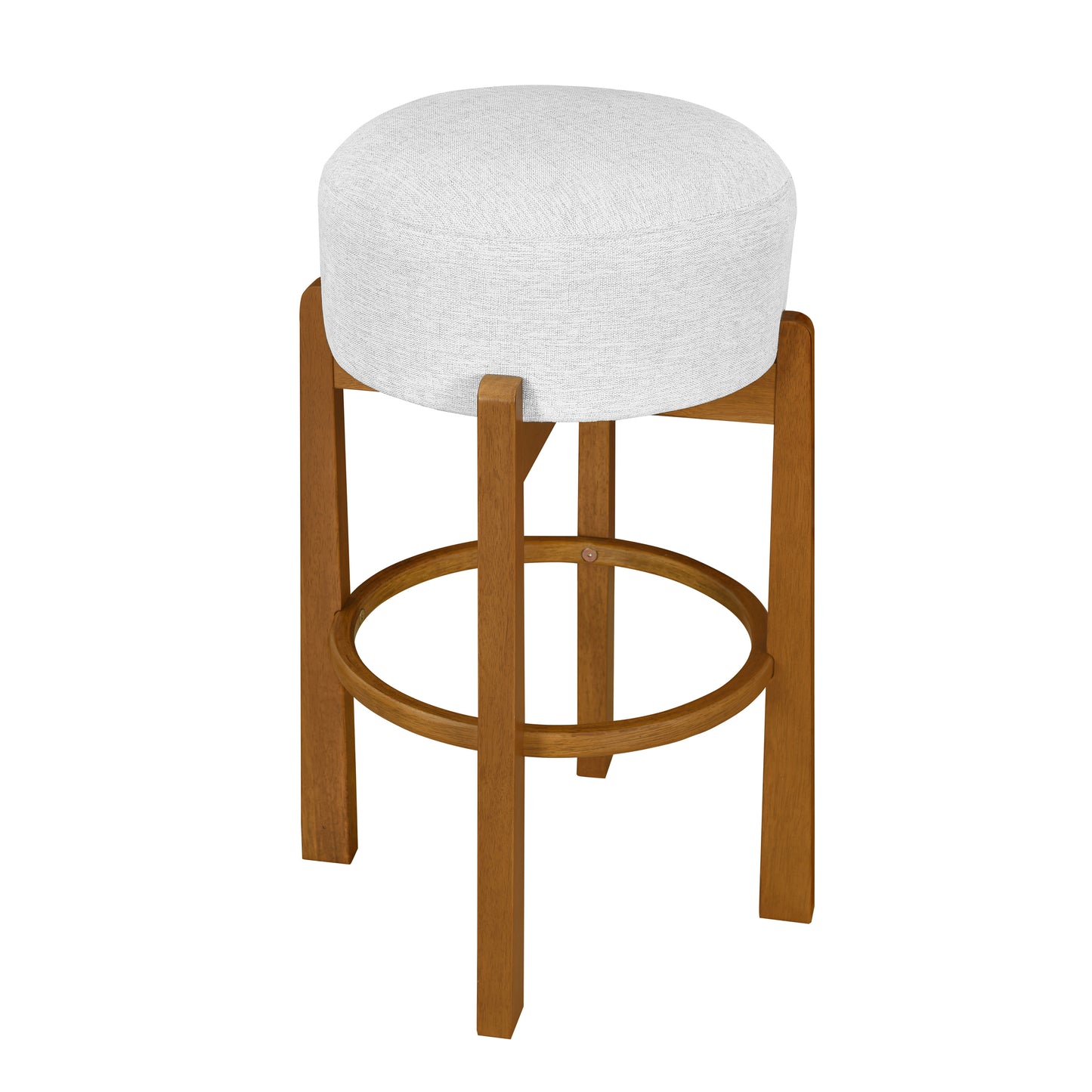 Set of 2 Indoor Wooden Upholstered Bar Stools | Rubberwood Frame, Light/Dark Walnut, Ivory Cushion – Sturdy & Sustainable