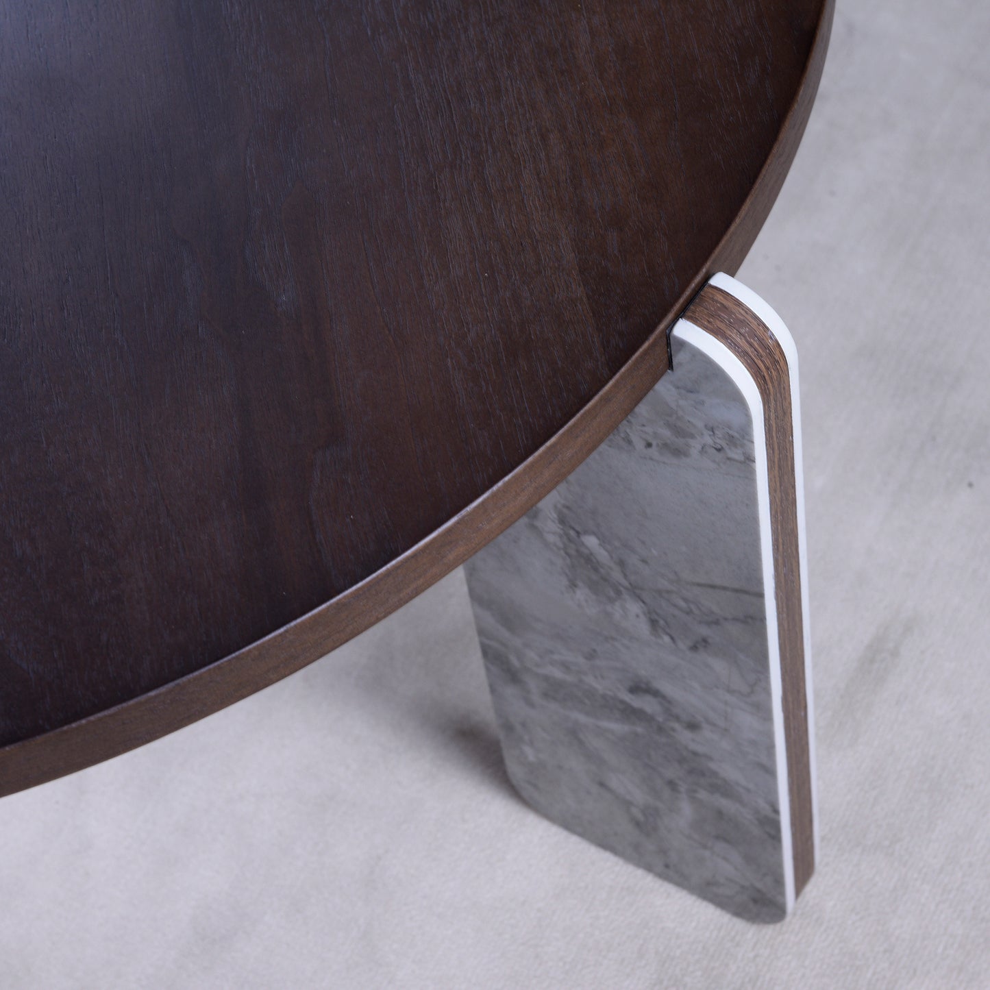 Round Nesting Coffee Table Set of 2 – Sintered Stone Top, 18mm MDF + Stone Legs (White+Black / Walnut / Black)