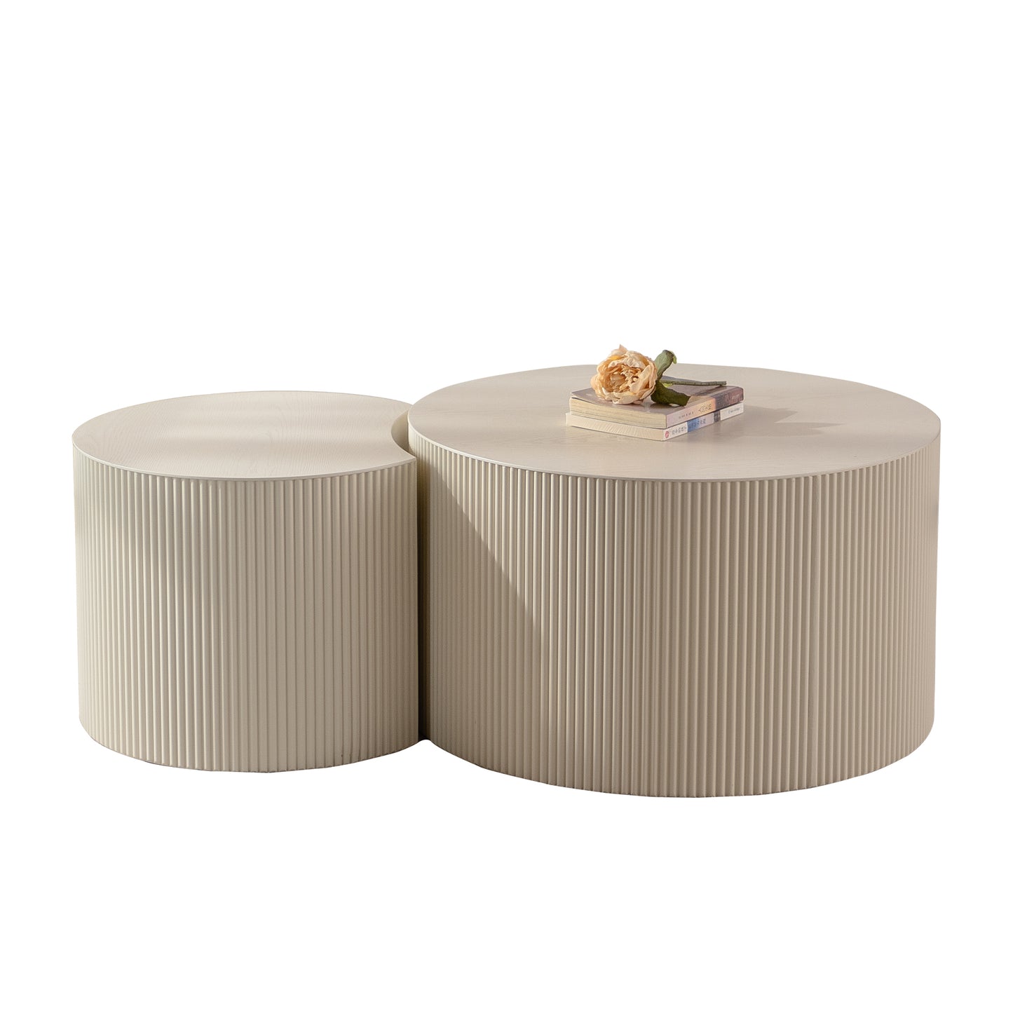 Living Room's Olive - Shaped Round Coffee Table: Handcrafted, Sturdy Wooden Pedestal