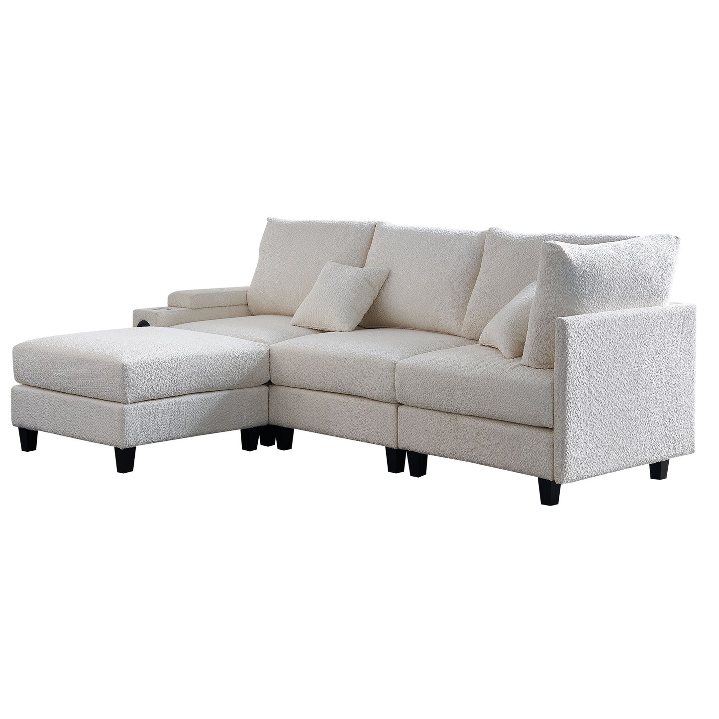 Modern Deep Seat Sectional Sofa with Wireless Charging Feature