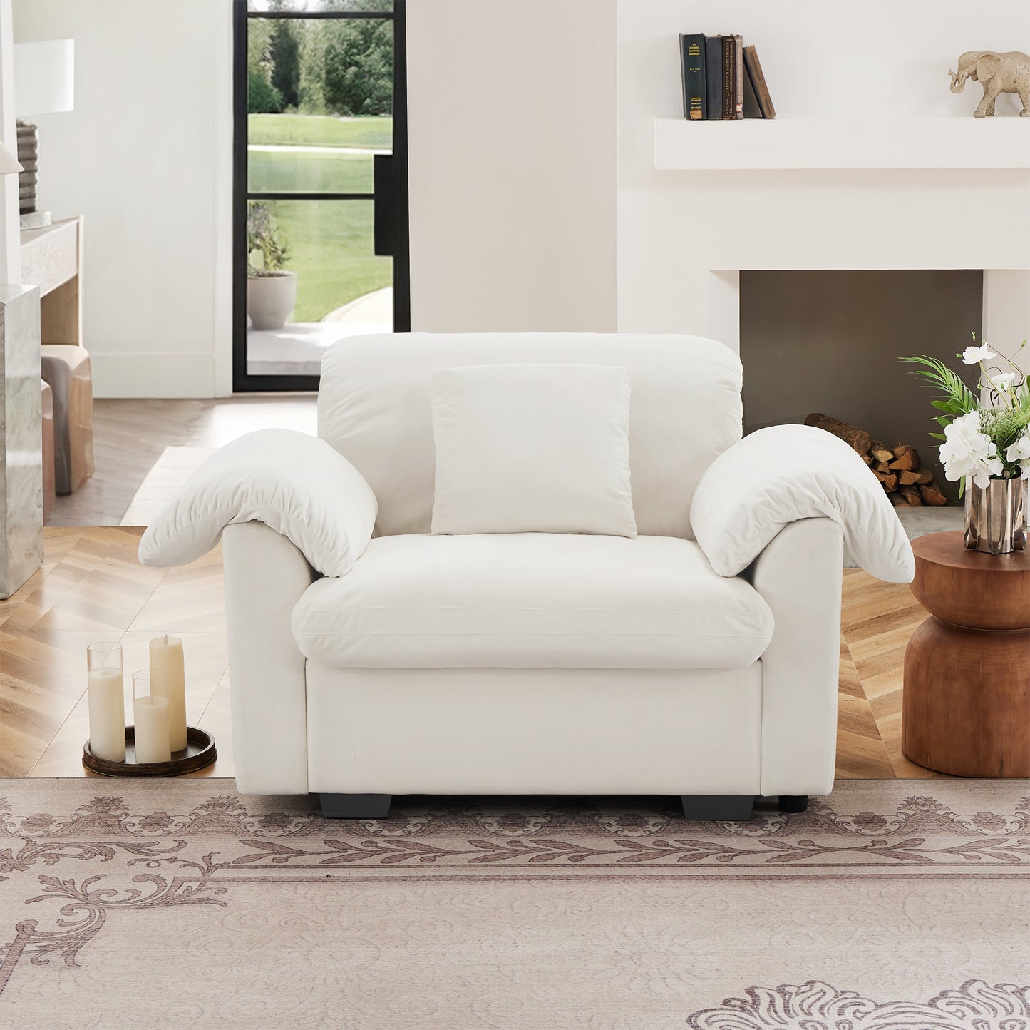Deep - Seat Living Room Sofa: Single/Two - Seat with Storage & Fluffy Pillows