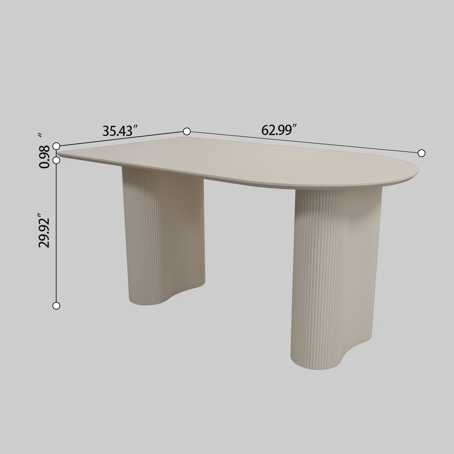 63" Modern Cream - Style MDF Dining Table with Irregular Side Table for 4 - 8