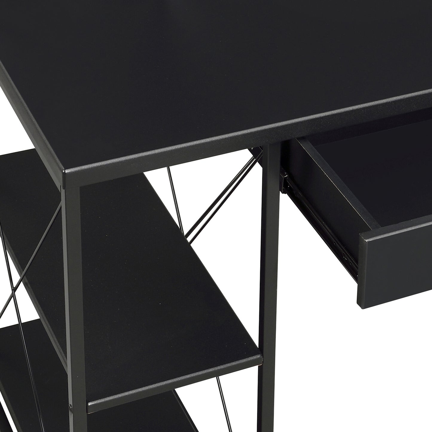 Desk with Open Shelves and Hutch