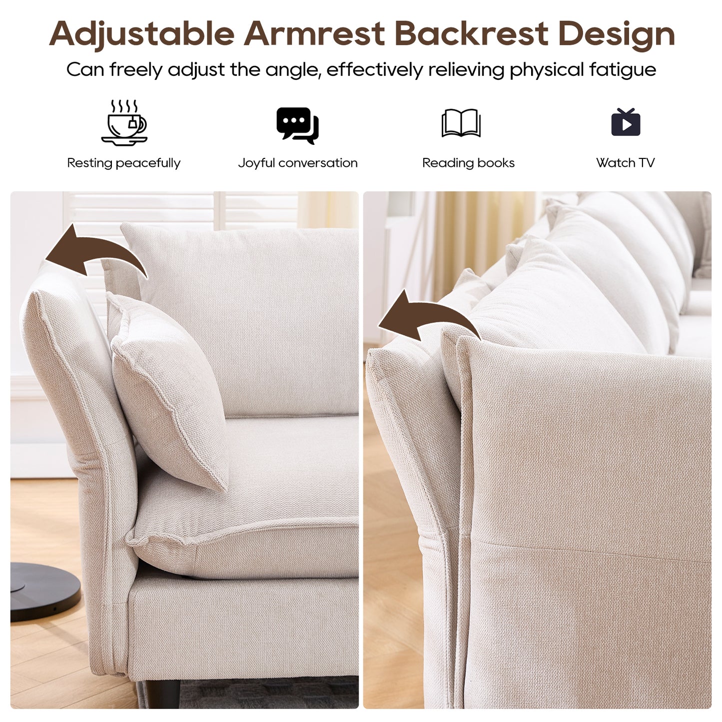 Modular L - Shaped Sectional Sofa for Living Room: 4 - Seater with Movable Ottoman 2 Colors