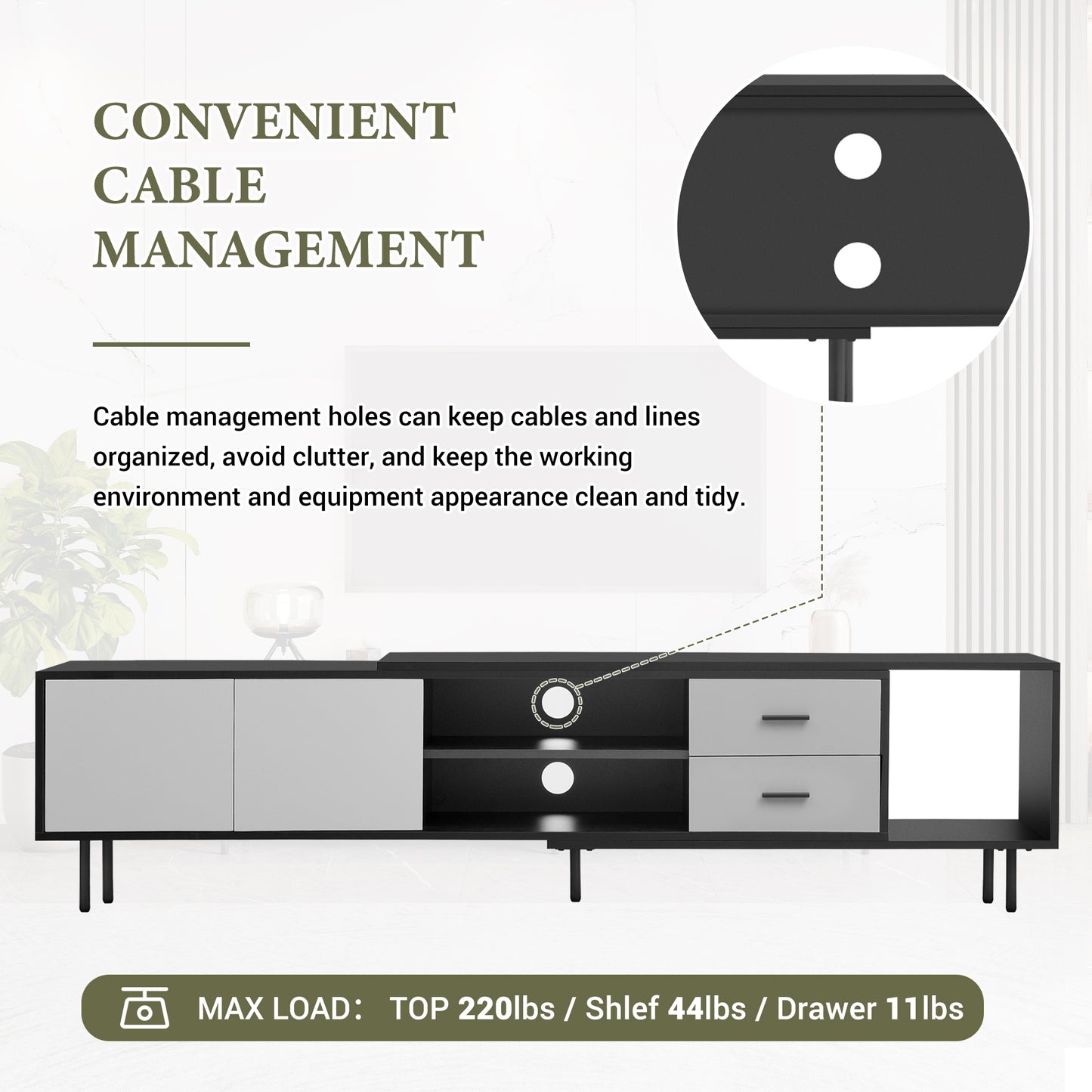 TV Stand TV with 2 Doors, Media Console Table, Entertainment Center with Large Storage Cabinet