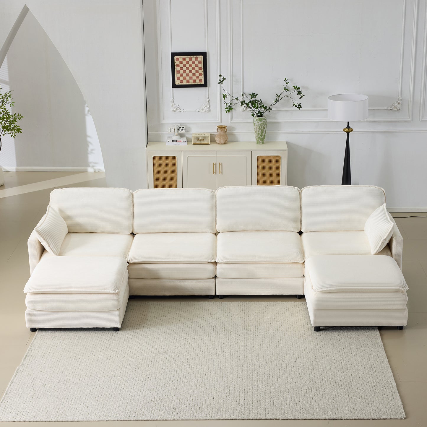 Modular Sectional Sofa 1-2-3-4 Seater with Chenille Cushions & Throw Pillows – Cloud Comfort Corduroy Sofa