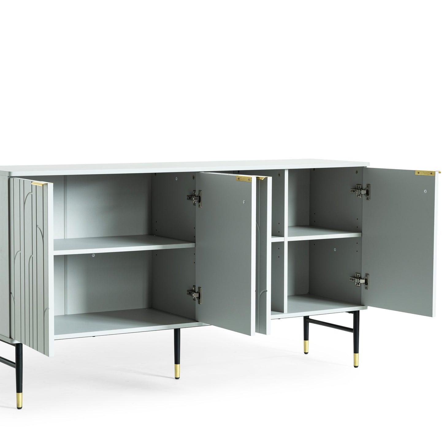Modern Sideboard Cabinet - 4 Door, Gray for Living Room