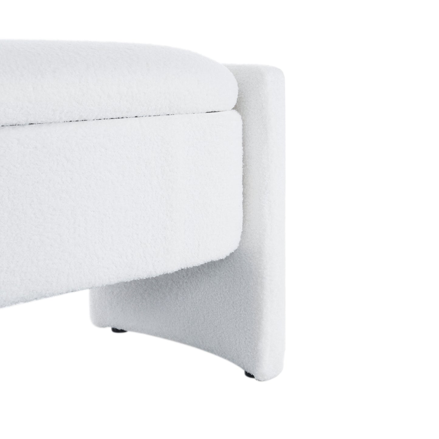 Storage Ottoman Bench of boucle material End of Bed Stool
