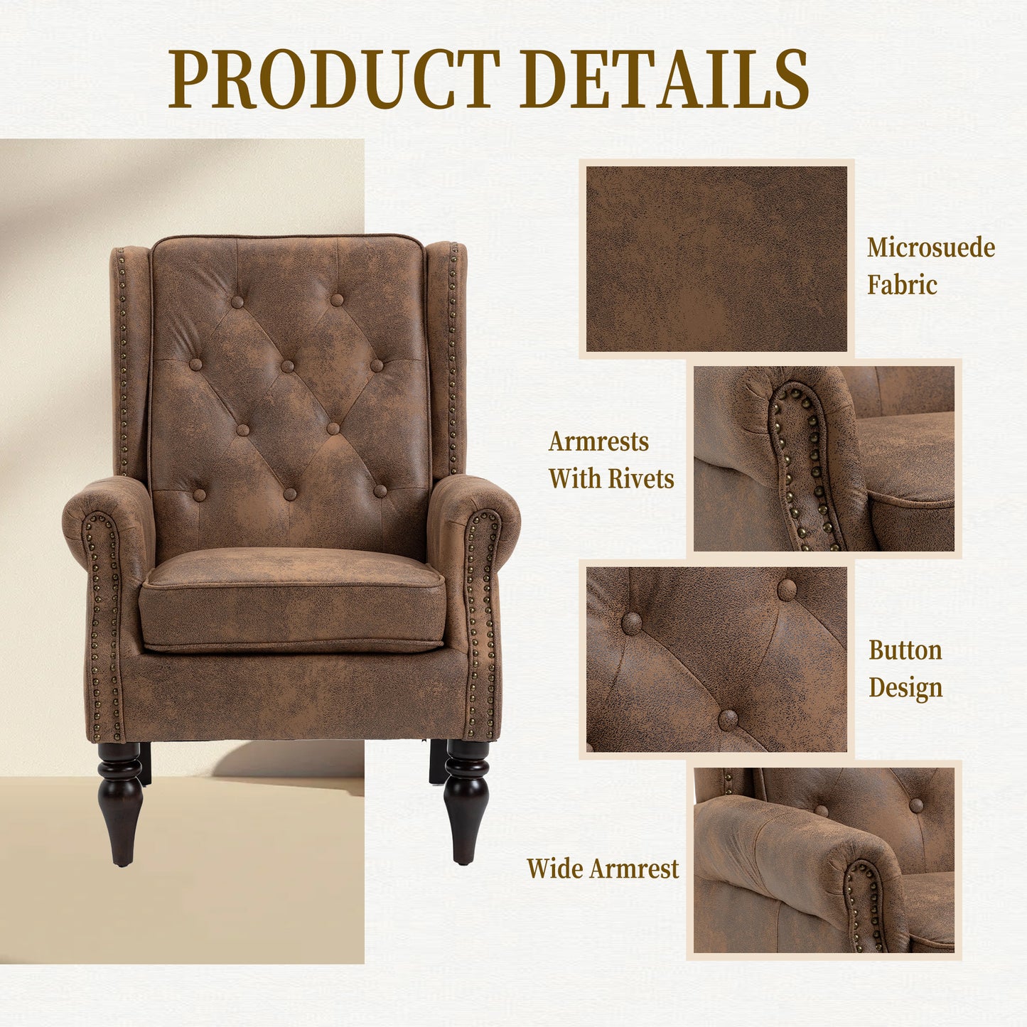 Wood Frame Armchair: Modern Accent & Lounge Chair with Sturdy Wood Legs for Living & Bedroom