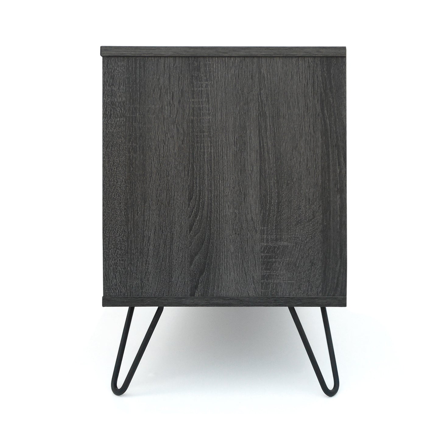 Modern Industrial TV Stand with Storage & Hairpin Legs