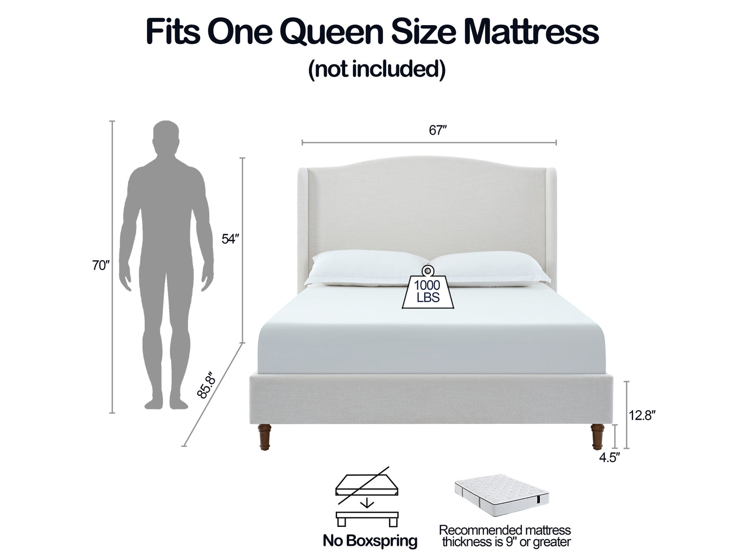 Premium Textured Canvas Metal Bed Frame