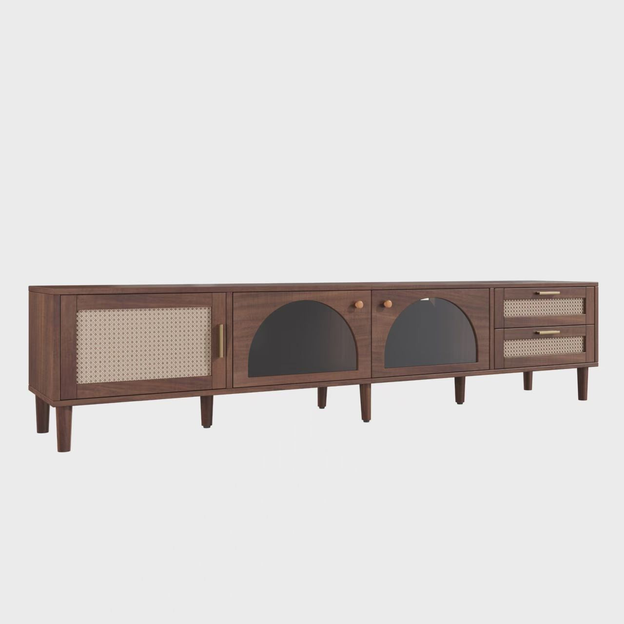 86 inch TV Stand for TVs up to 90", Entertainment Center with App Controlled LED Lights, 2 Drawers & Glass Door Storage