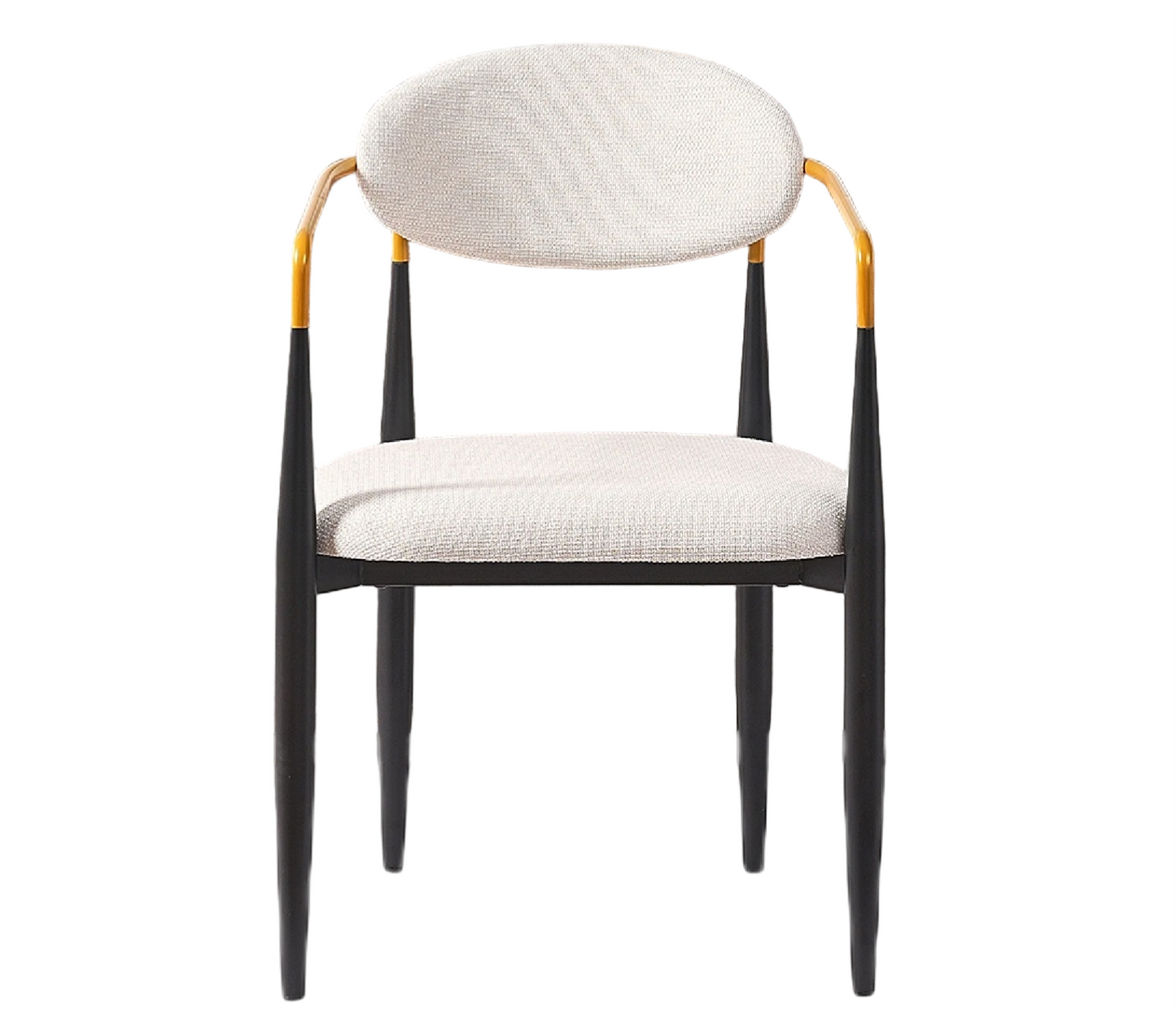Modern Upholstered Dining Chair with Gold-Accented Armrests Set of 2