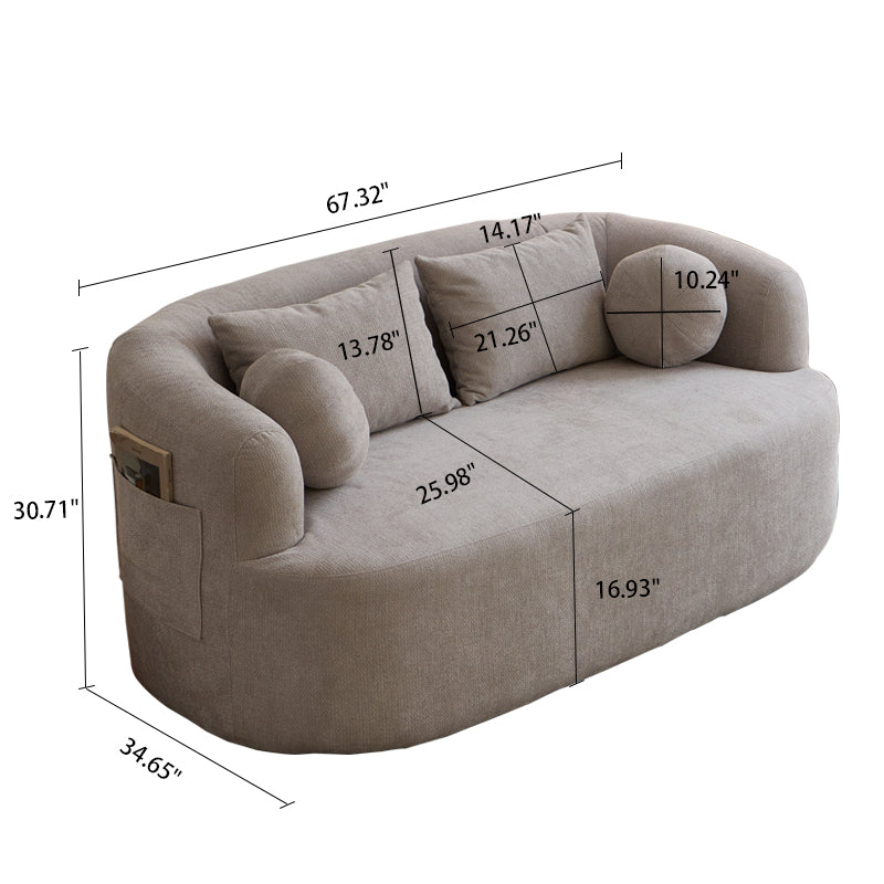 Sofa-in-a-Box, Memory Foam 2-Seater Couch, No Installation & Easy to Transport, Deep Seat Modern Sofa with chenille Fabric