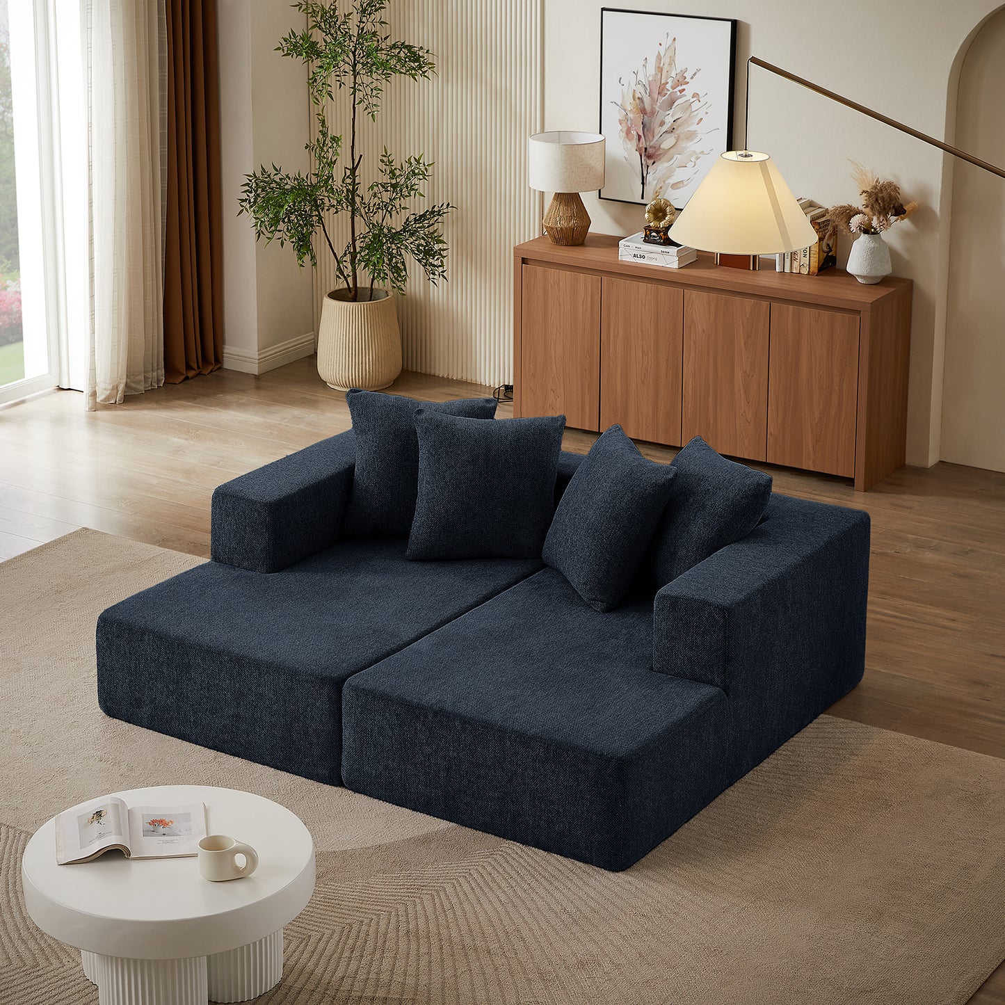 Sectional Sofa– Modern Upholstered Chaise with Plush Seating, Fixed Cushions, and Versatile