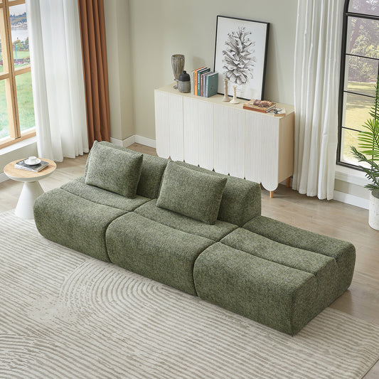 Oversized 3 Seater Compressed Sofa with Chenille Fabric, No Assembly