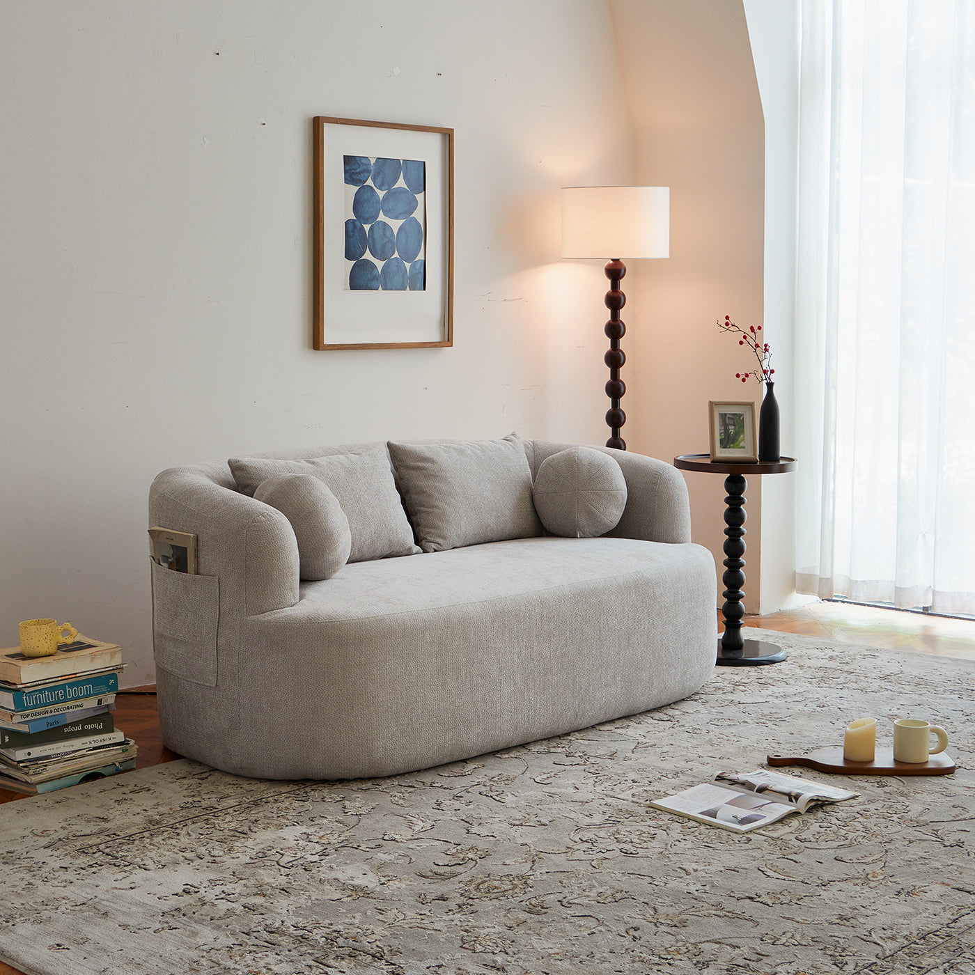 Sofa-in-a-Box, Memory Foam 2-Seater Couch, No Installation & Easy to Transport, Deep Seat Modern Sofa with chenille Fabric