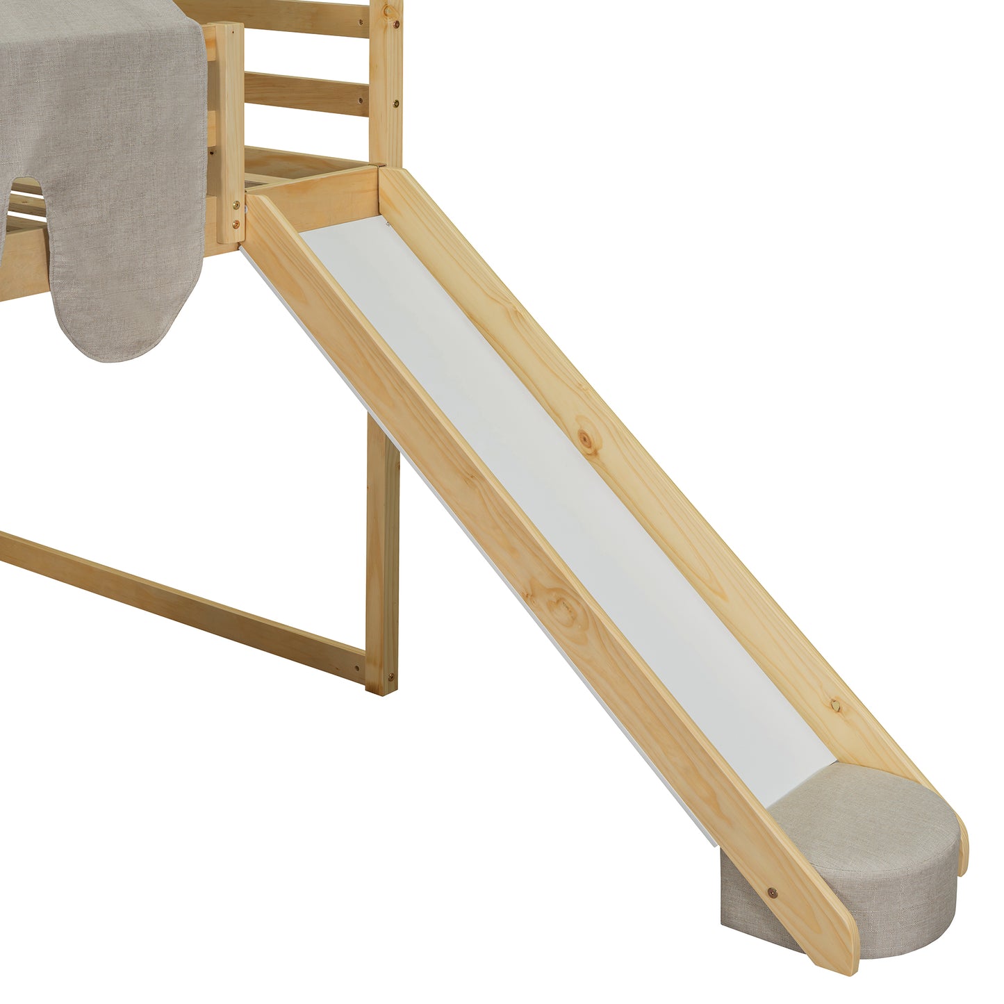 Wooden Loft Bed with House - Shaped Frame and Tent: Ideal for Kids' Rooms