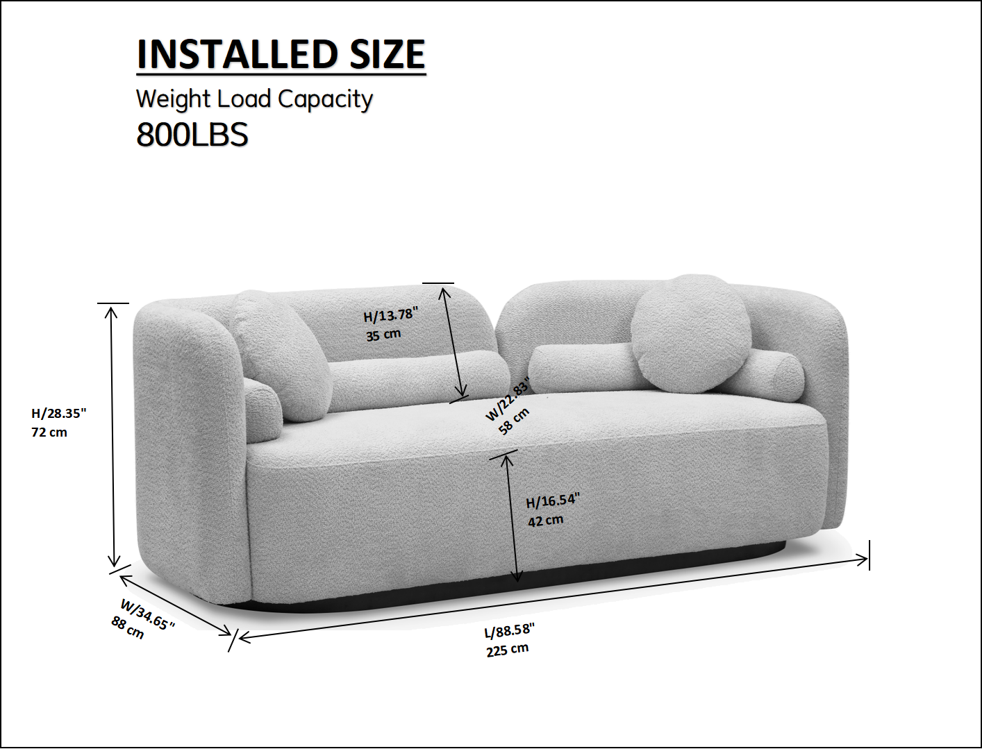 3 - Seater Luxury Modern Cloud Couch: White Boucle for Living Room, Apartment & Office
