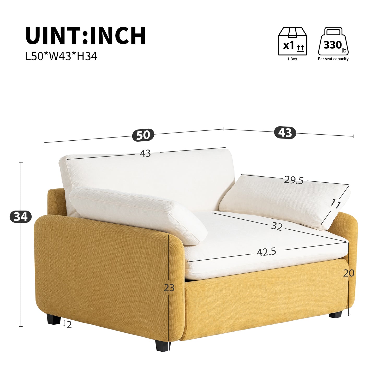 50*43" Accent Sofa Chair - Color Block, Pillows Included