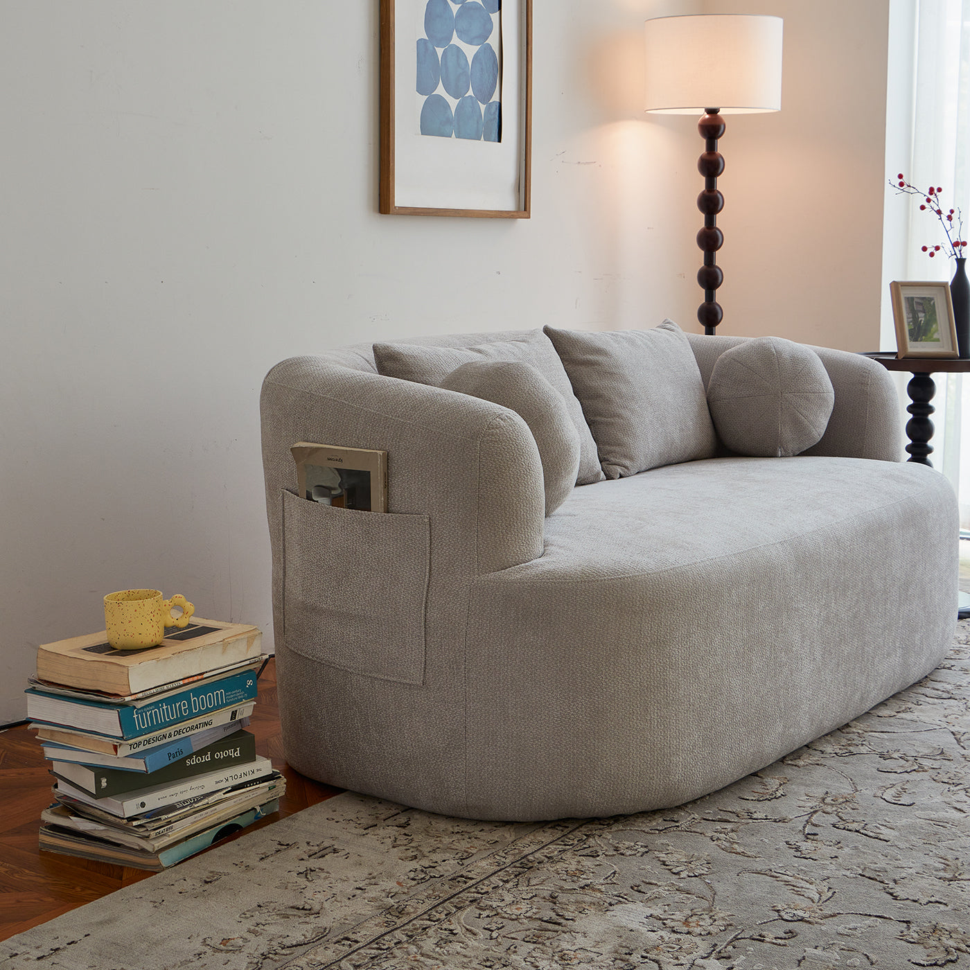 Sofa-in-a-Box, Memory Foam 2-Seater Couch, No Installation & Easy to Transport, Deep Seat Modern Sofa with chenille Fabric
