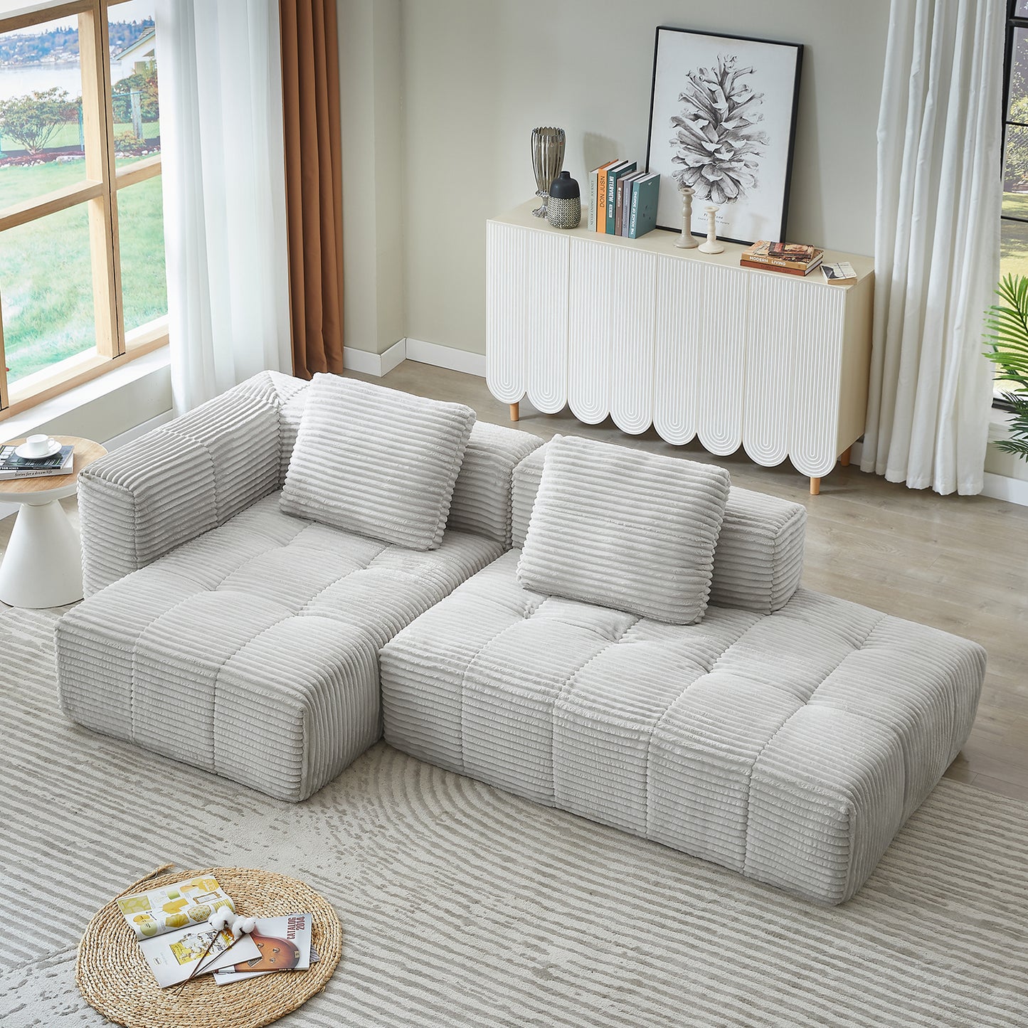 L-Shape Modular Compressed Couch,Sectional Sofa with Chaise Lounge,No assembly required