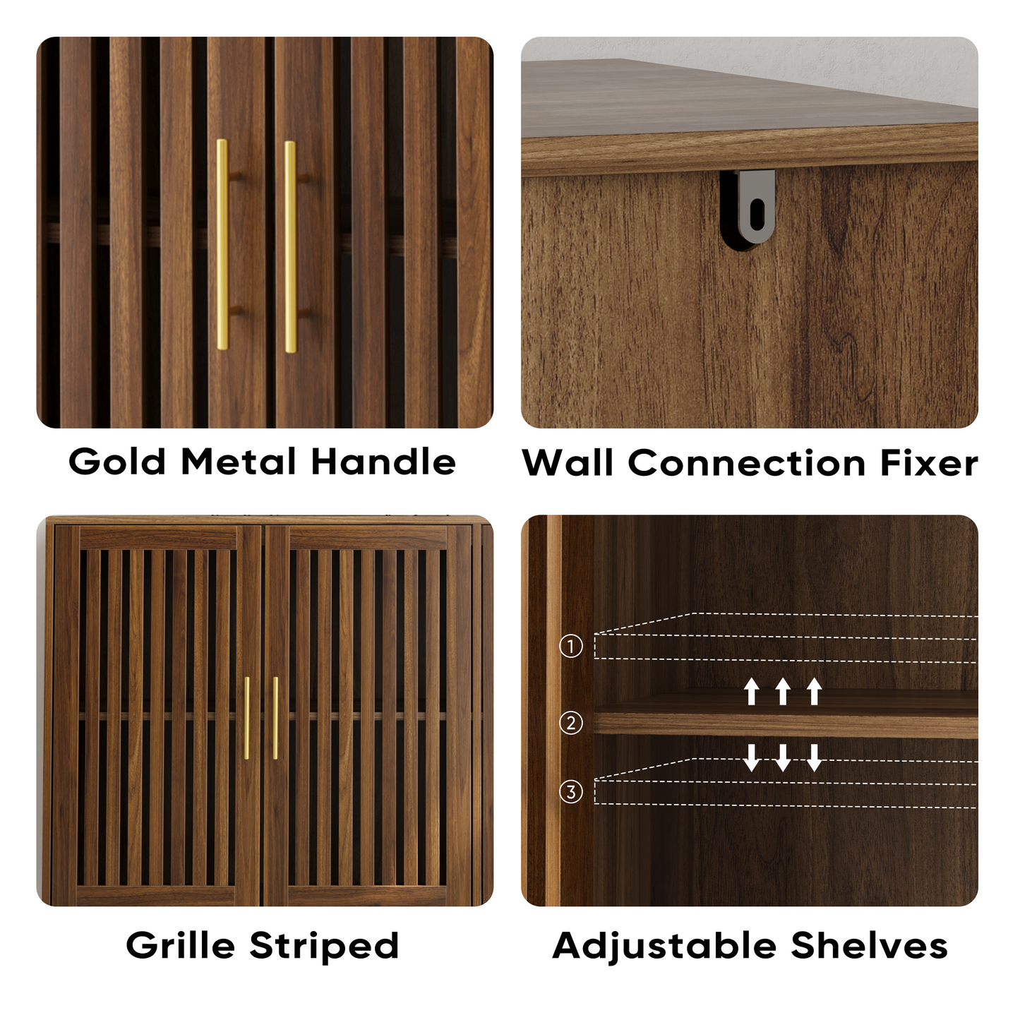 Walnut Sideboard Buffet Cabinet With Storage